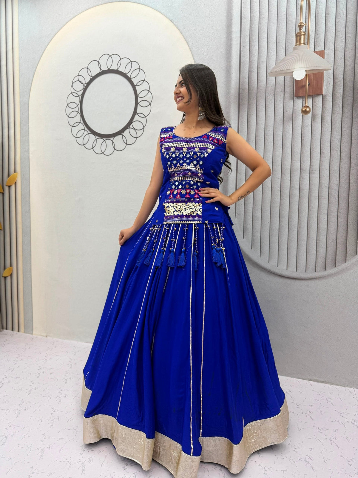 Arohi Pure Cotton Mirror Work Lehenga Choli