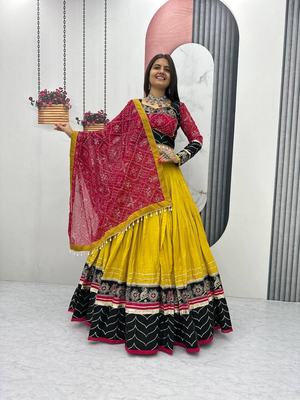 Meherika Riyon Cotton Embroidery Lace Lehenga Choli