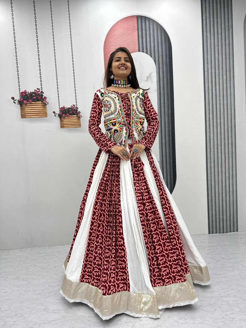 Saanvika Pure Cotton Gamathi Work Lehenga Choli