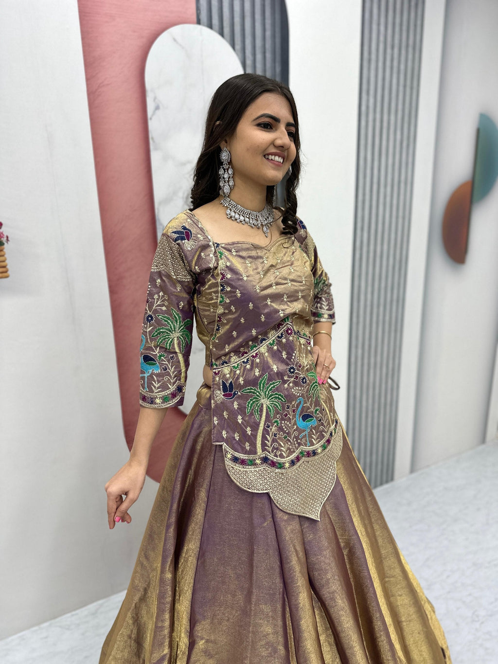 Kiara Pure Silk Satin Heavy Embroidery Lehenga Choli