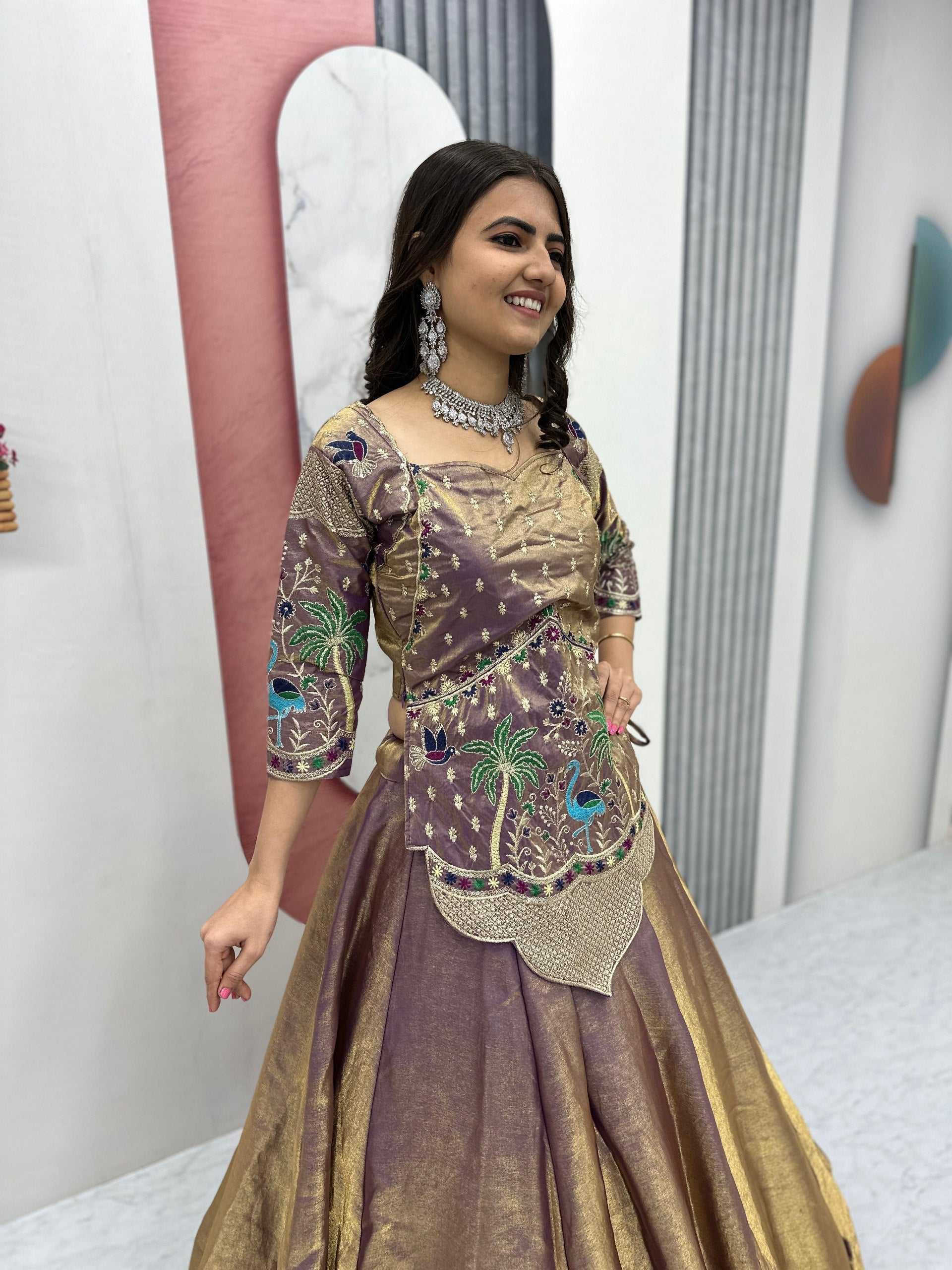 Kiara Pure Silk Satin Heavy Embroidery Lehenga Choli
