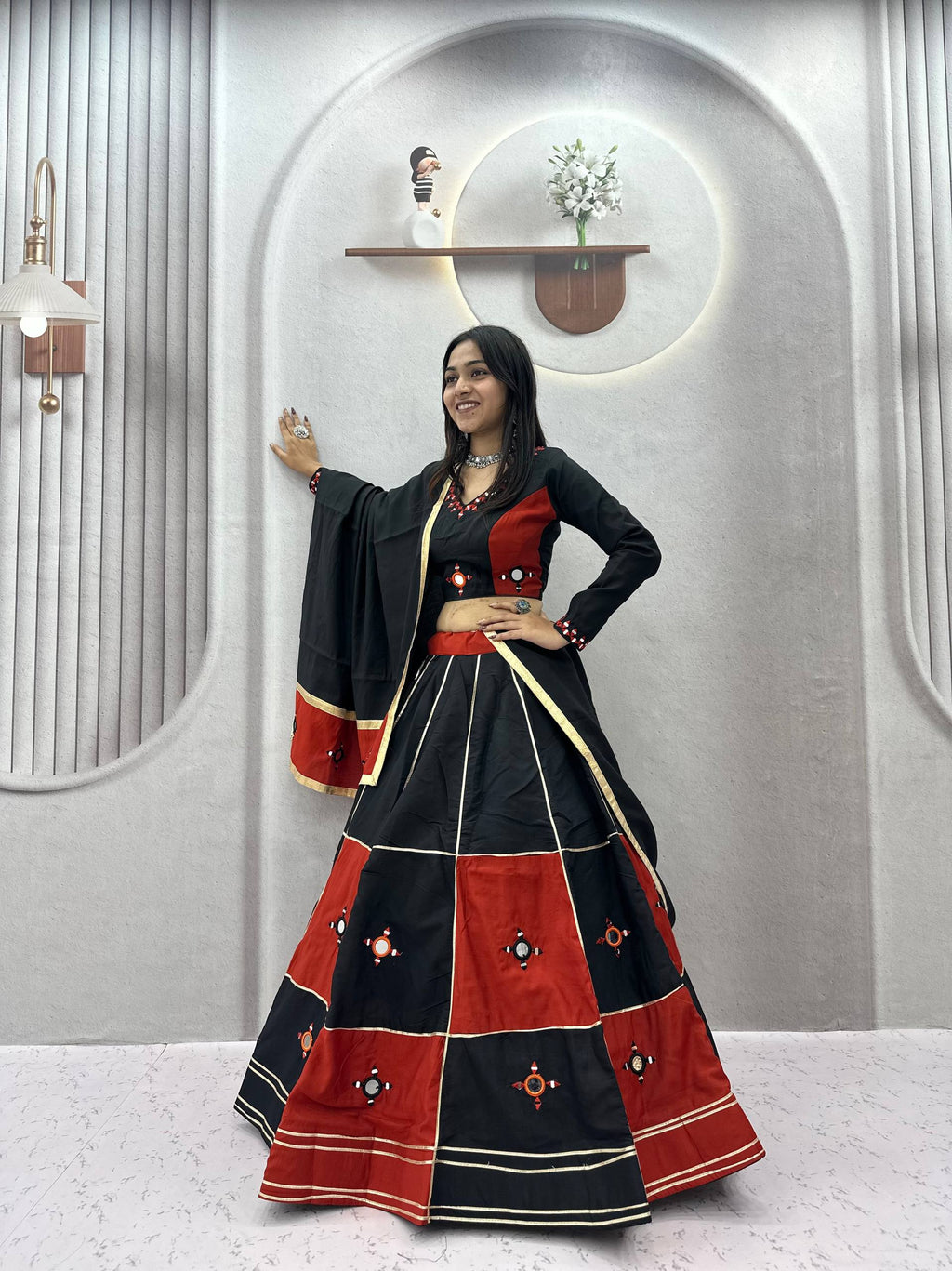Ishani Pure Cotton Hand Mirror Lehenga Choli