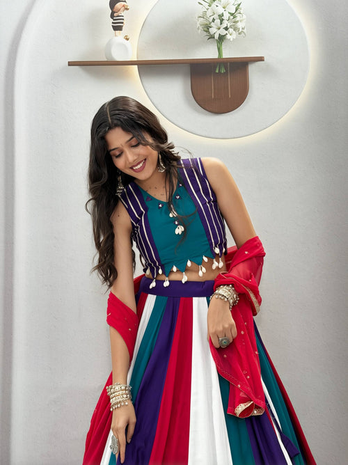 Aadhyani Pure Cotton Mirror Work Lehenga Choli