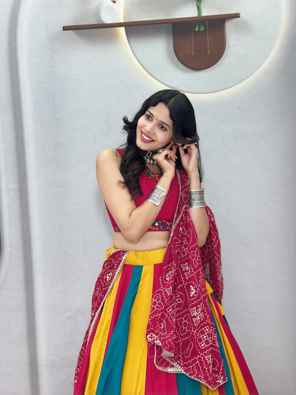 Trishala Pure Cotton Multicolour Kali Lehenga Choli