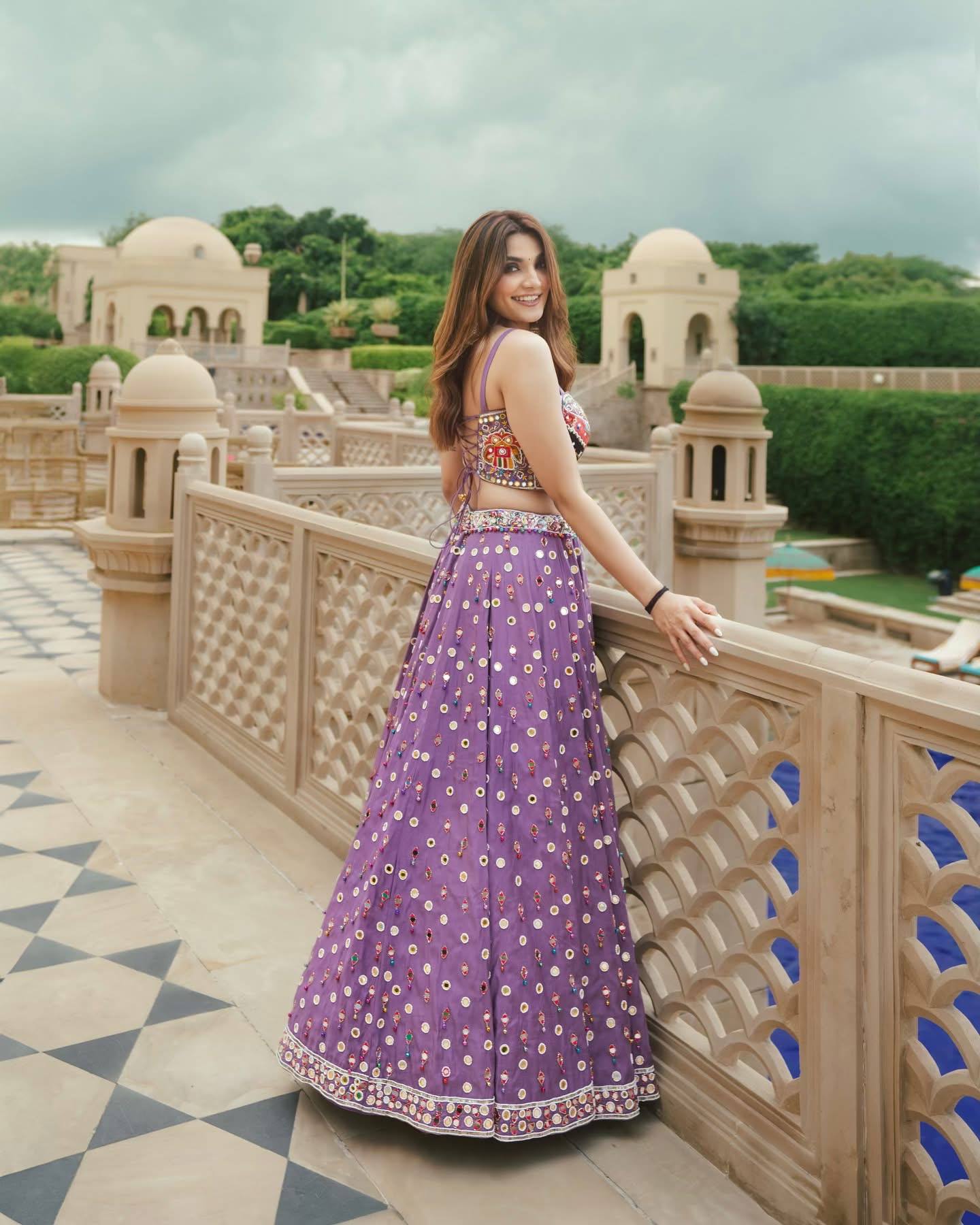 NAQOOSH DIGITAL PRINT REAL MIRROR WORK LEHENGA WITH KOTI