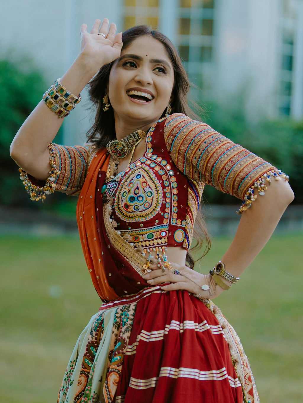 NAZISH MIRROR WORK LEHENGA CHOLI