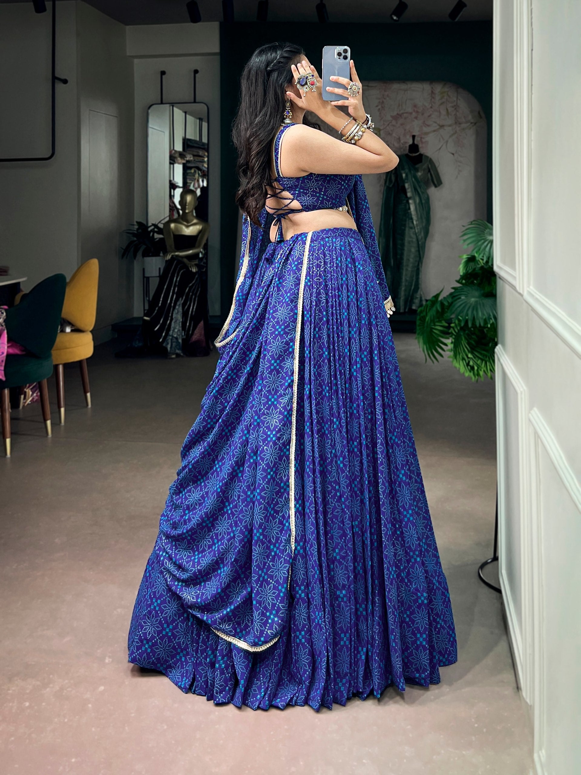 Anaya Royal Blue Georgette Lehenga
