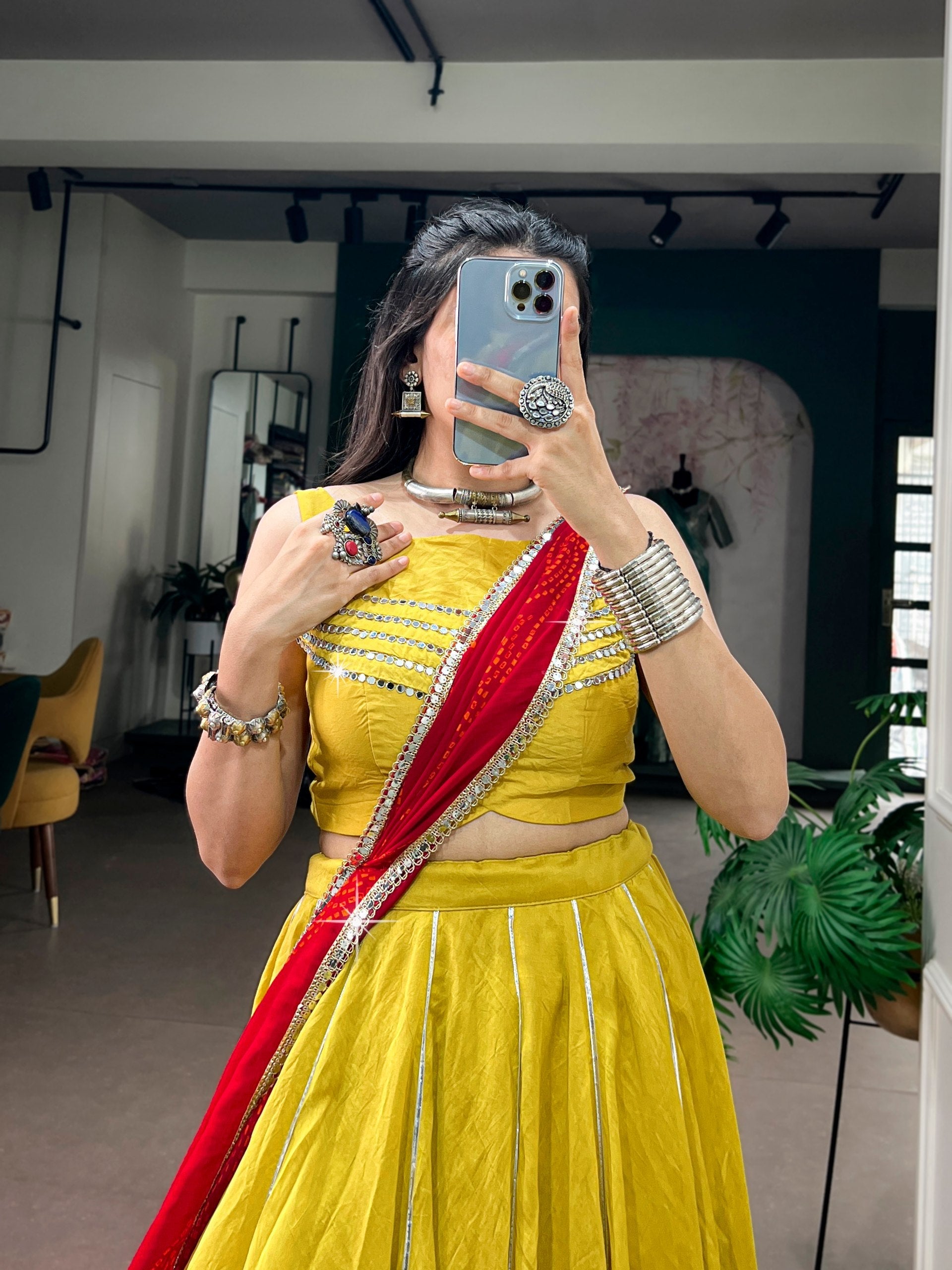 Nandini Chanderi Mirror Gamthi Lehenga Choli