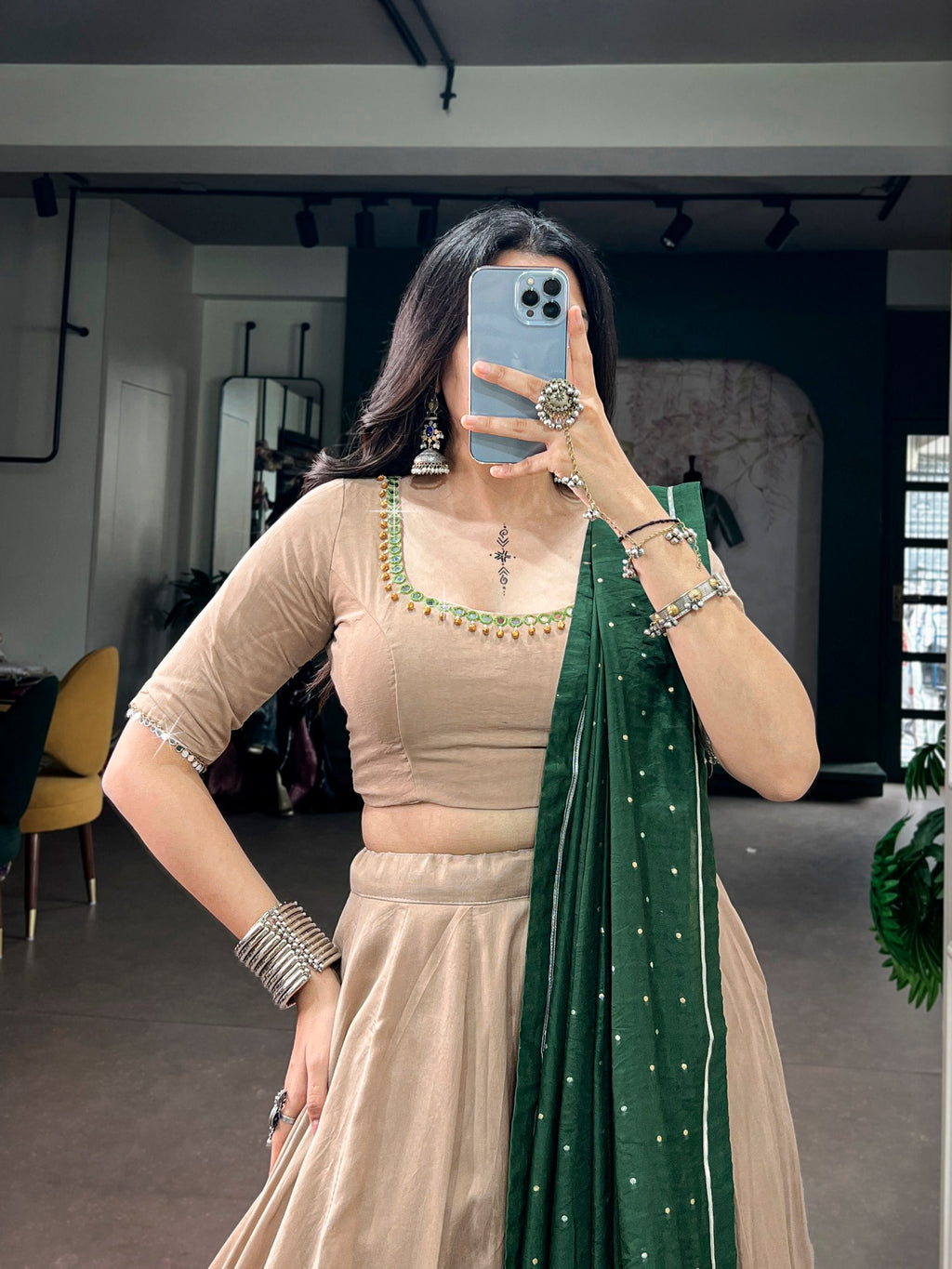 Mahika Chanderi Ghughri Mirror Lehenga Choli