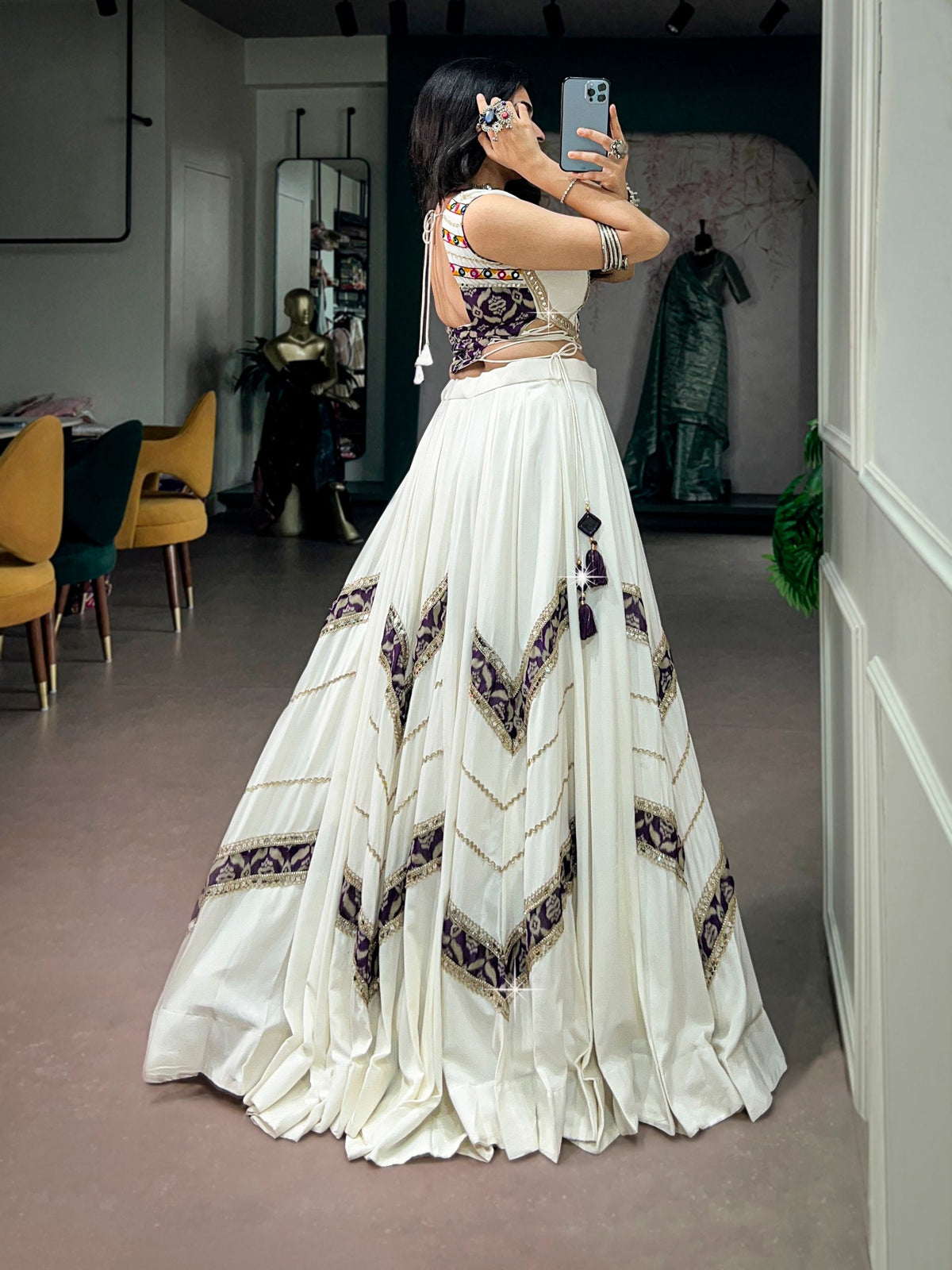 Prisha Rayon Gamthi Mirror Lehenga Choli