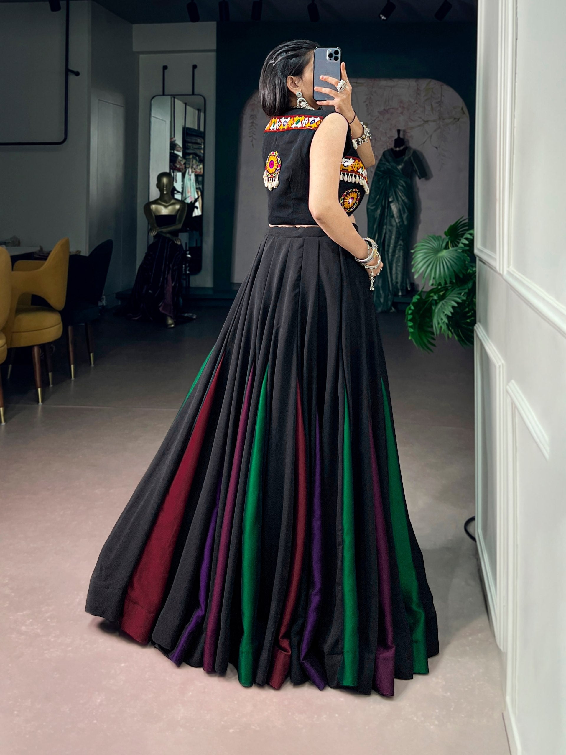 Tanisha Black Georgette Gamthi Lehenga Choli