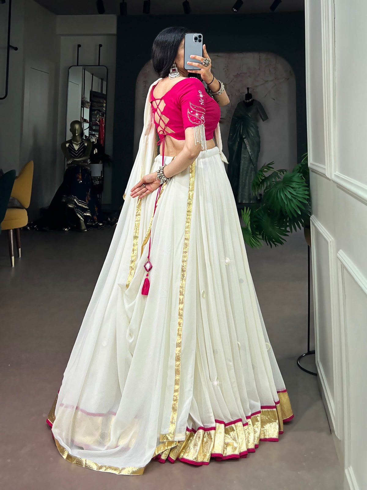 Anushka Rayon Mirror Work Lehenga Choli
