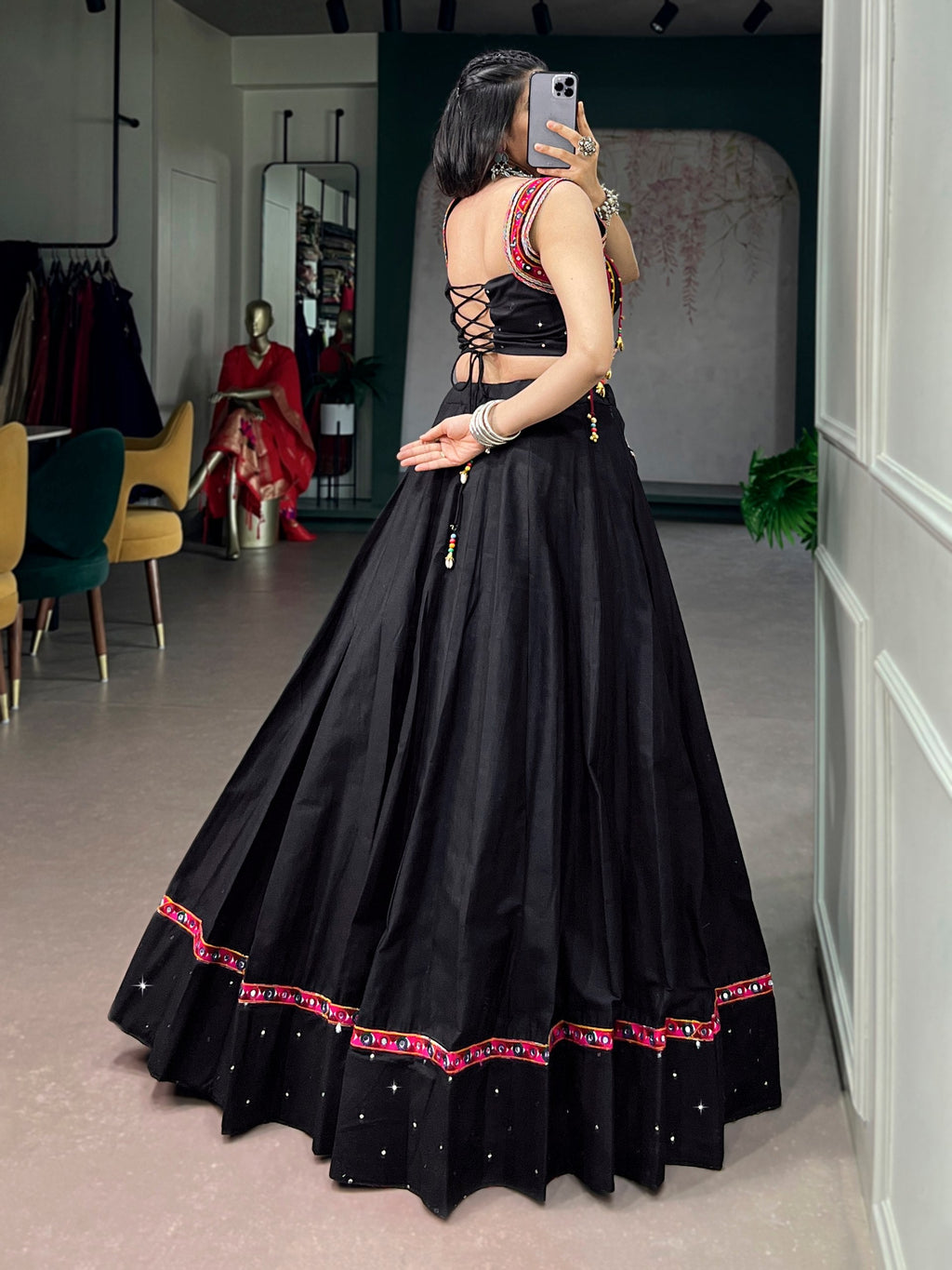Avisha Pure Cotton Mirror Work Lehenga Choli