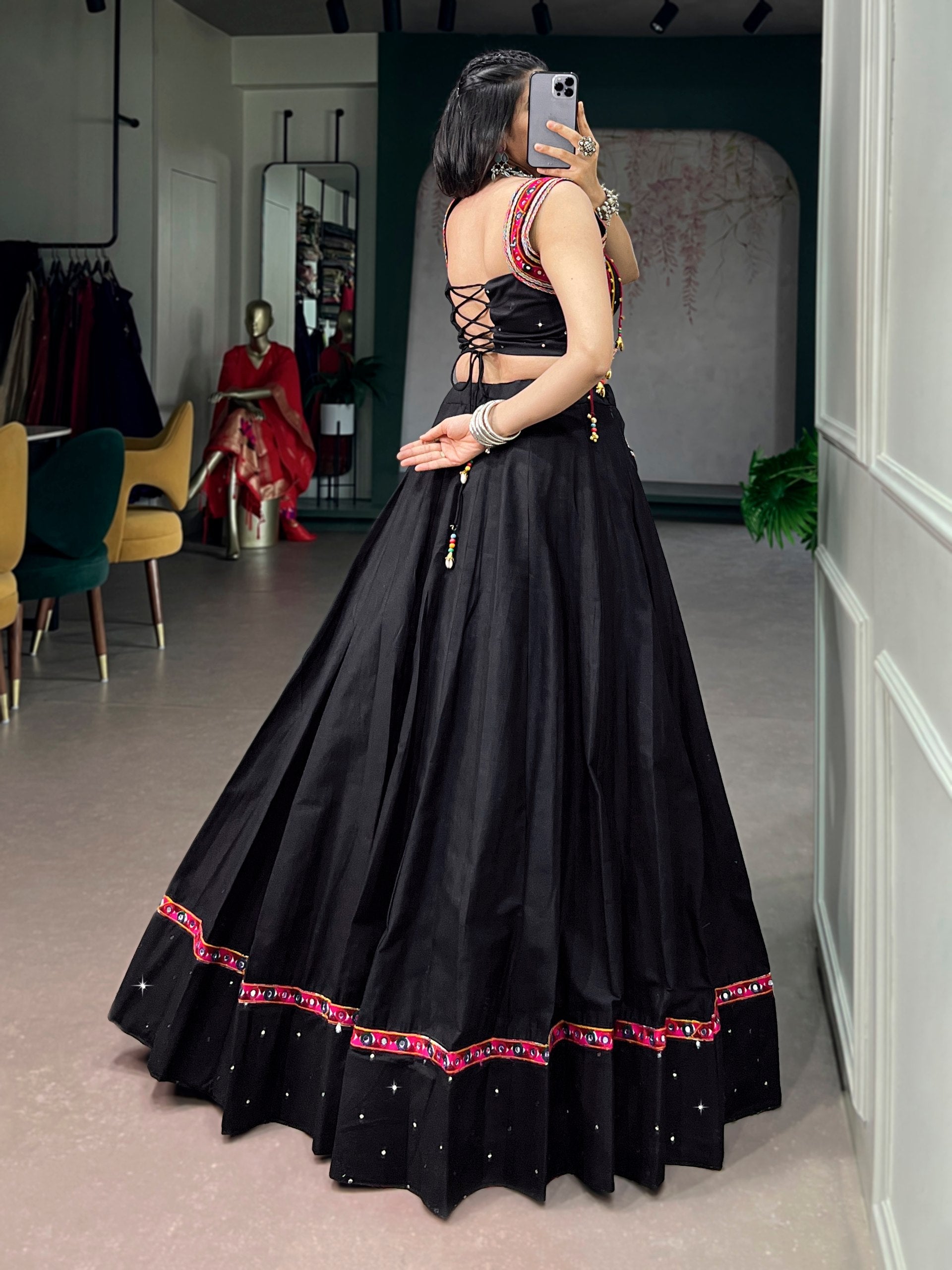 Avisha Pure Cotton Mirror Work Lehenga Choli