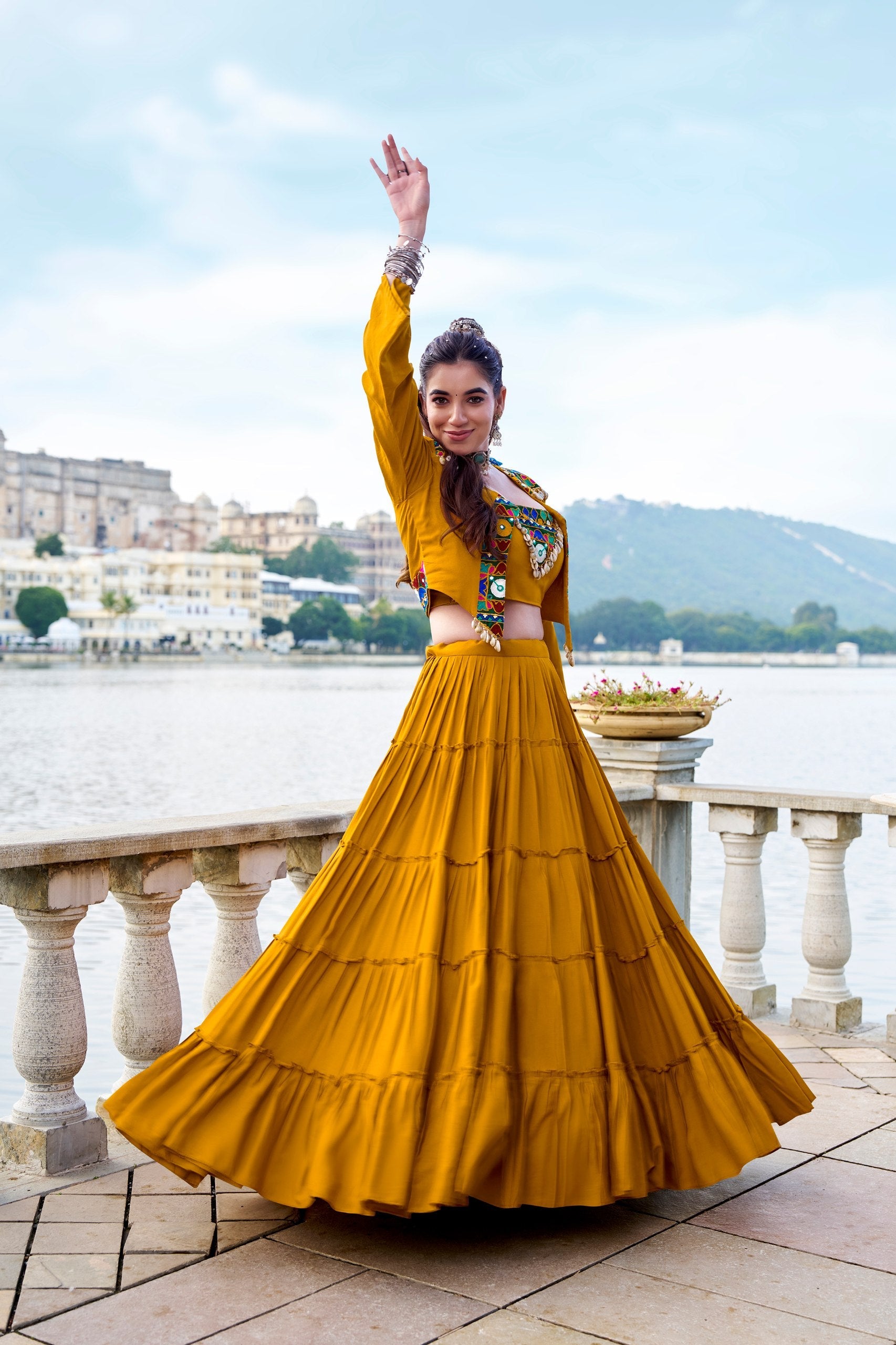 Lavanya Rayon Gamthi Mirror Jacket Lehenga Choli