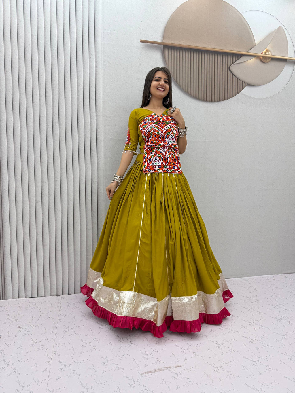 Vaidehi Pure Cotton Gamthi Mirror Lehenga Choli