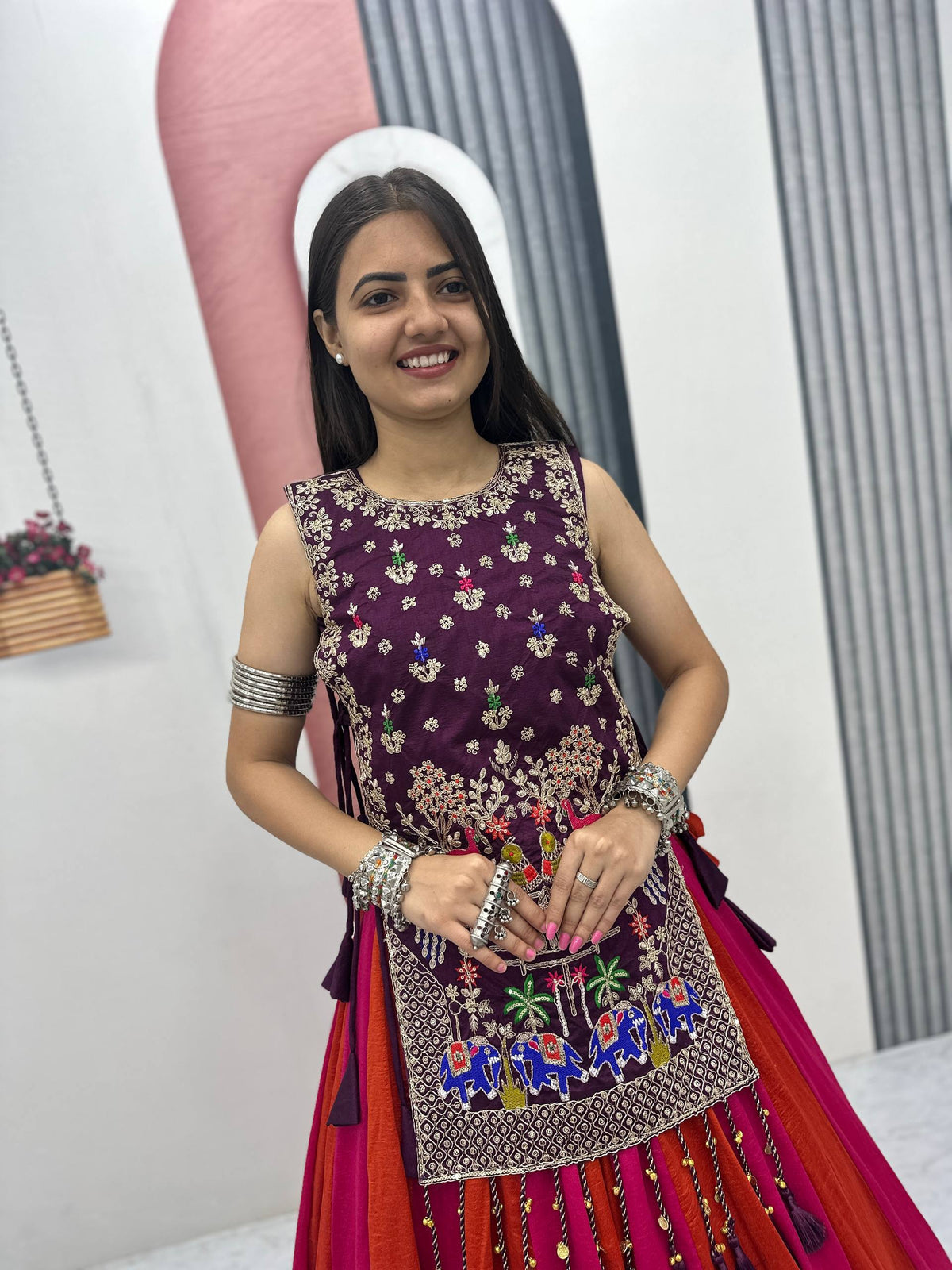 Sharvani Vichitra Silk Heavy Thread Shrug Lehenga Choli