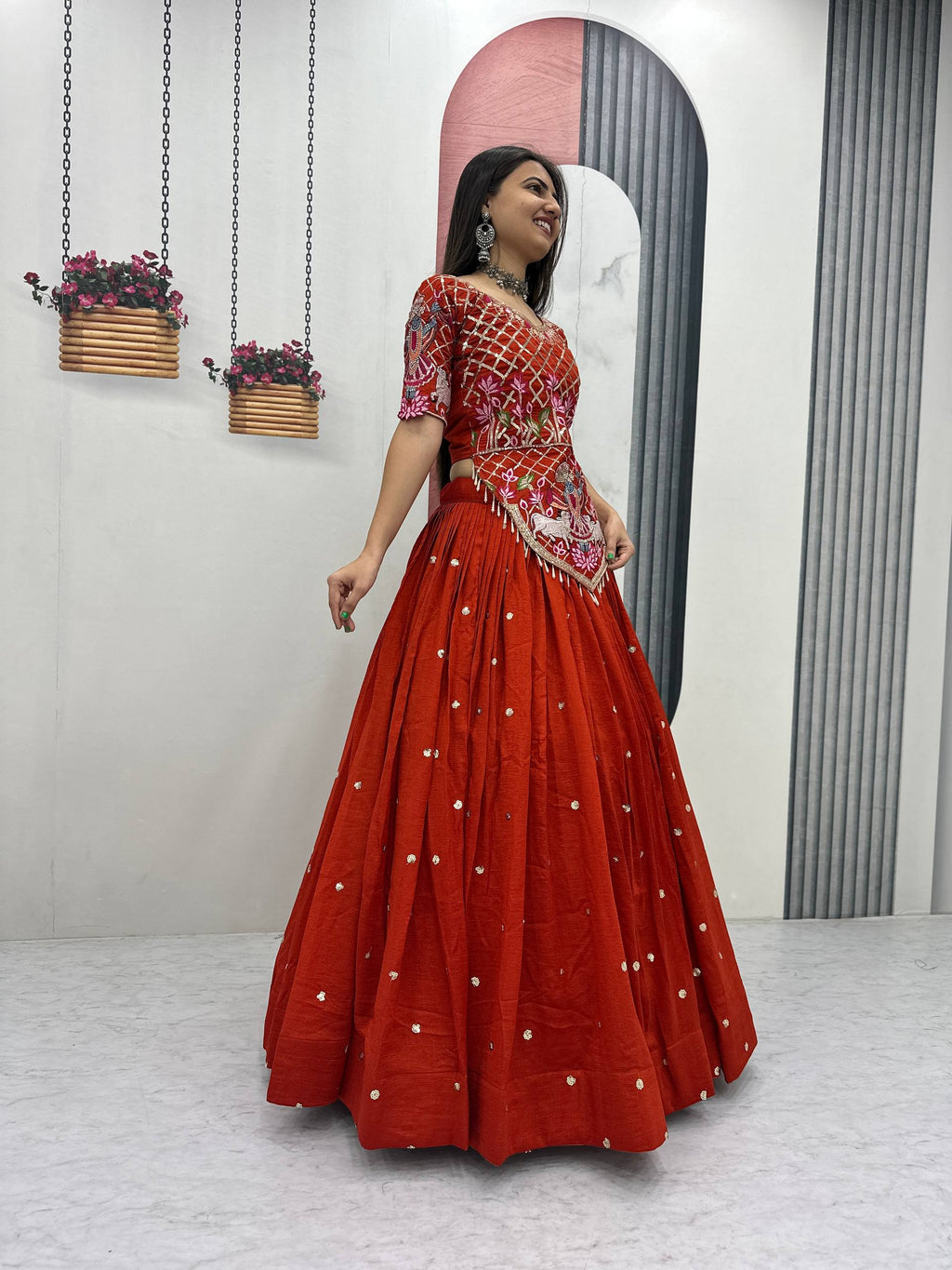 Aadhira Vichitra Silk Embroidery Sequin Lehenga Choli