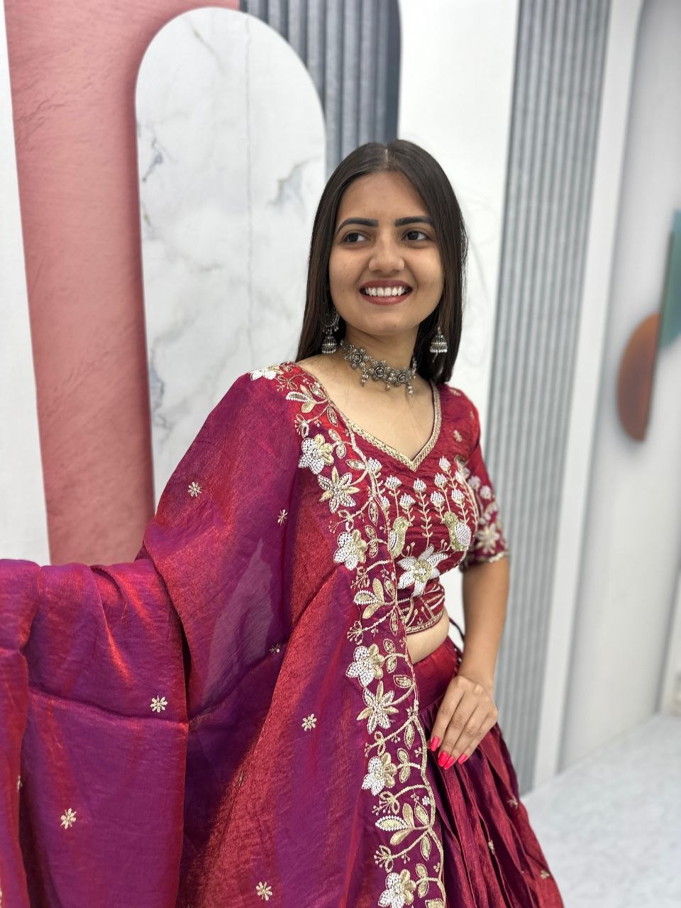 Zareen To Glass Silk Embroidery Lehenga Choli