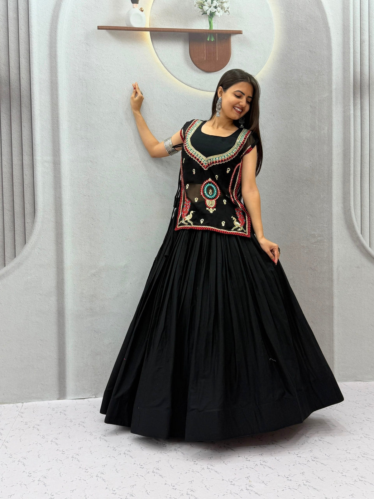 Eshwari Pure Khadi Cotton Embroidery Shrug Lehenga Choli