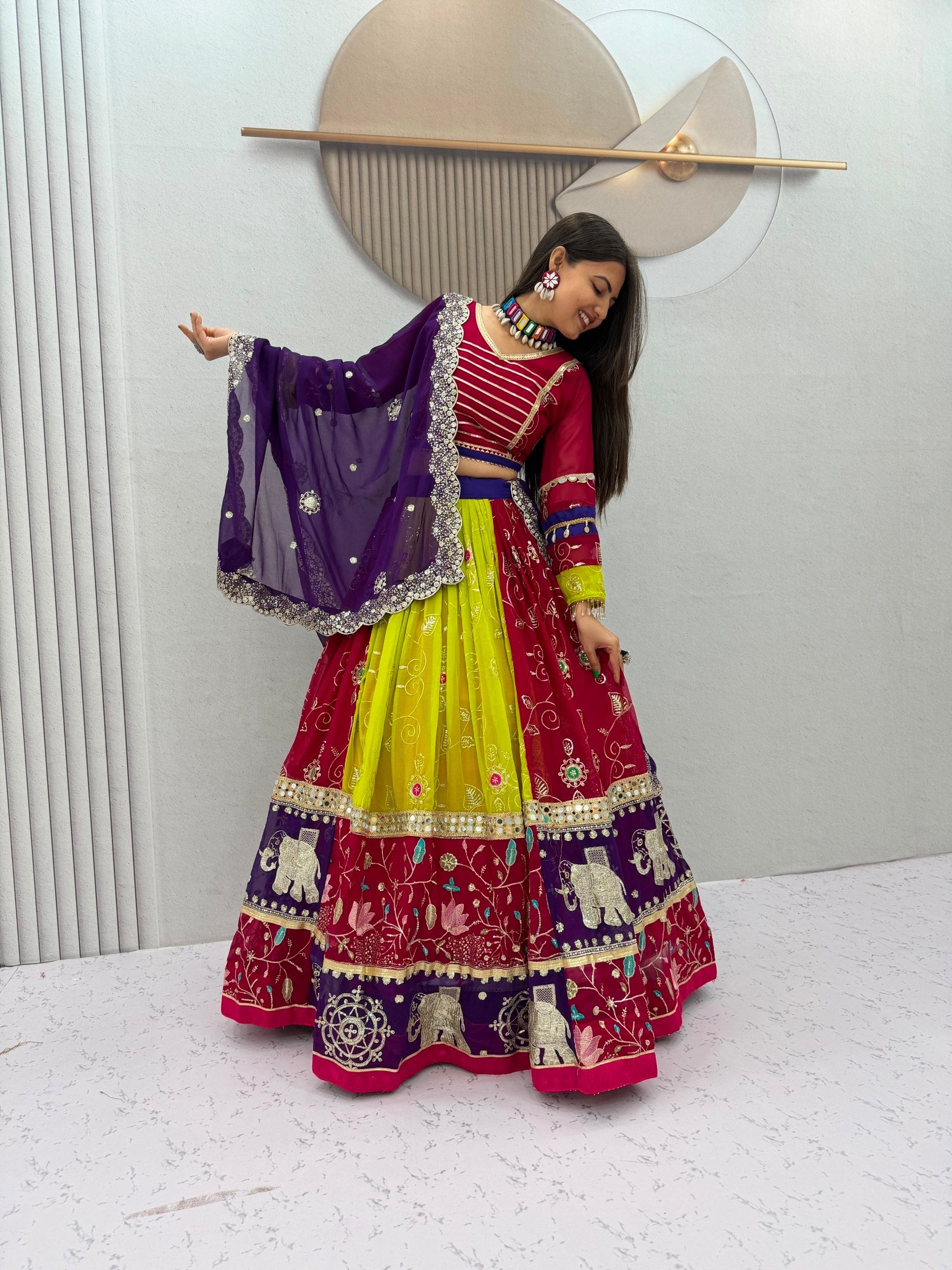 Ruhanika Fox Georgette Mirror Work Lehenga Choli