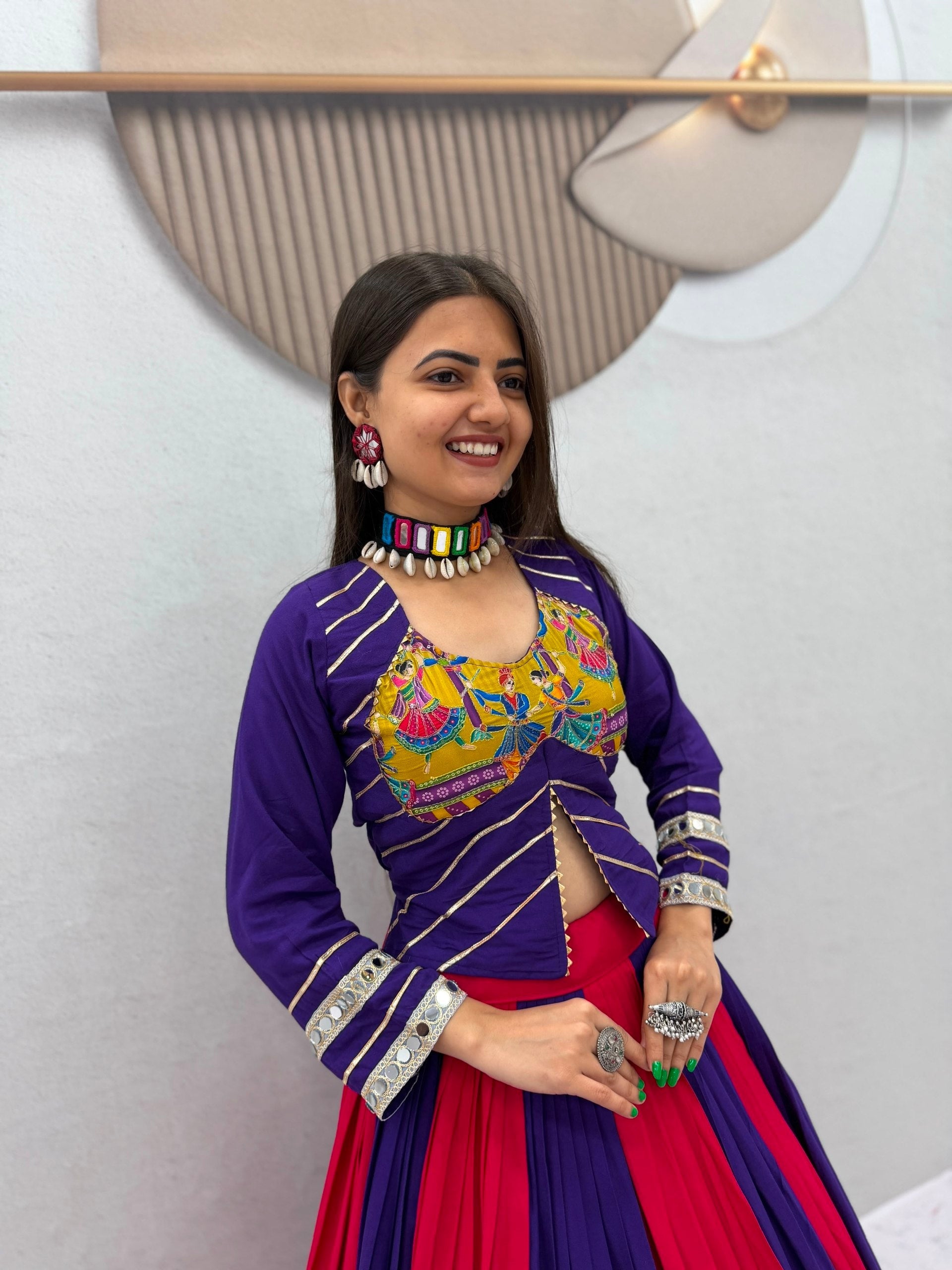 Samyukta Rion Cotton Mirror Work Lehenga Choli