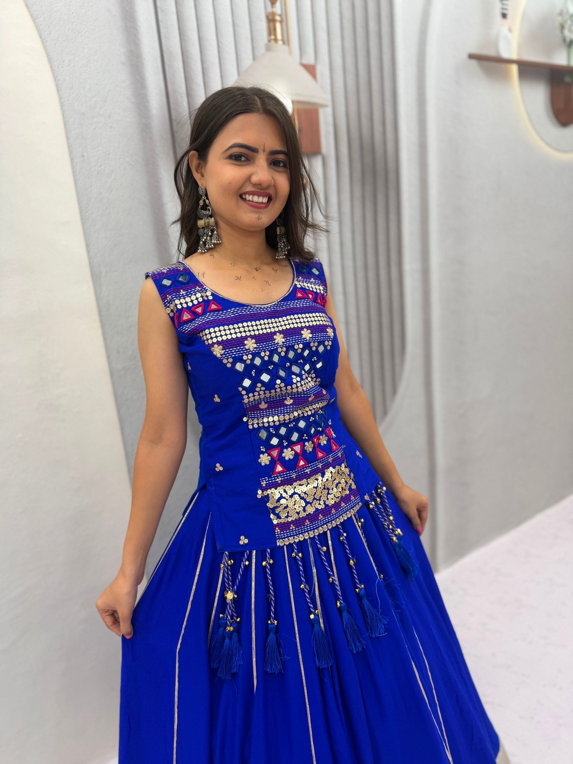 Arohi Pure Cotton Mirror Work Lehenga Choli