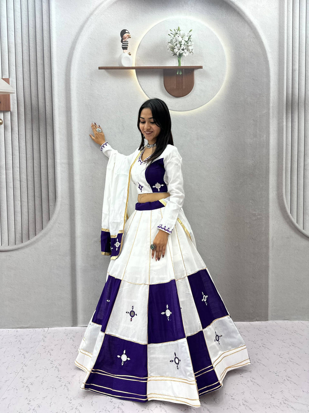 Ishani Pure Cotton Hand Mirror Lehenga Choli