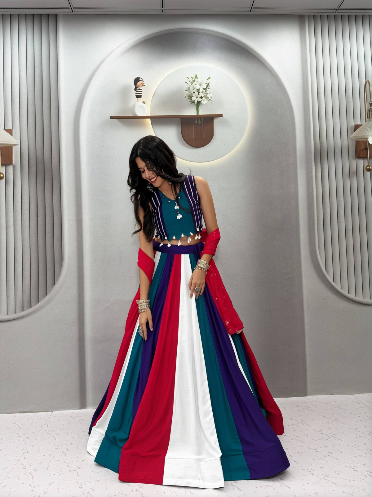 Aadhyani Pure Cotton Mirror Work Lehenga Choli