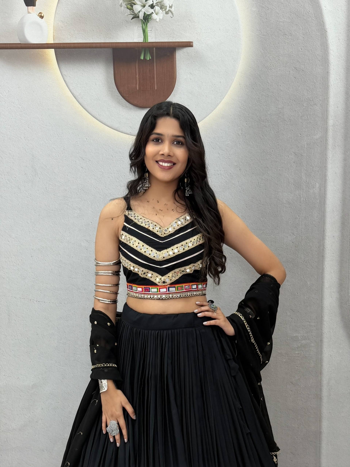 Nandini Pure Cotton Gamthi Mirror Lehenga Choli