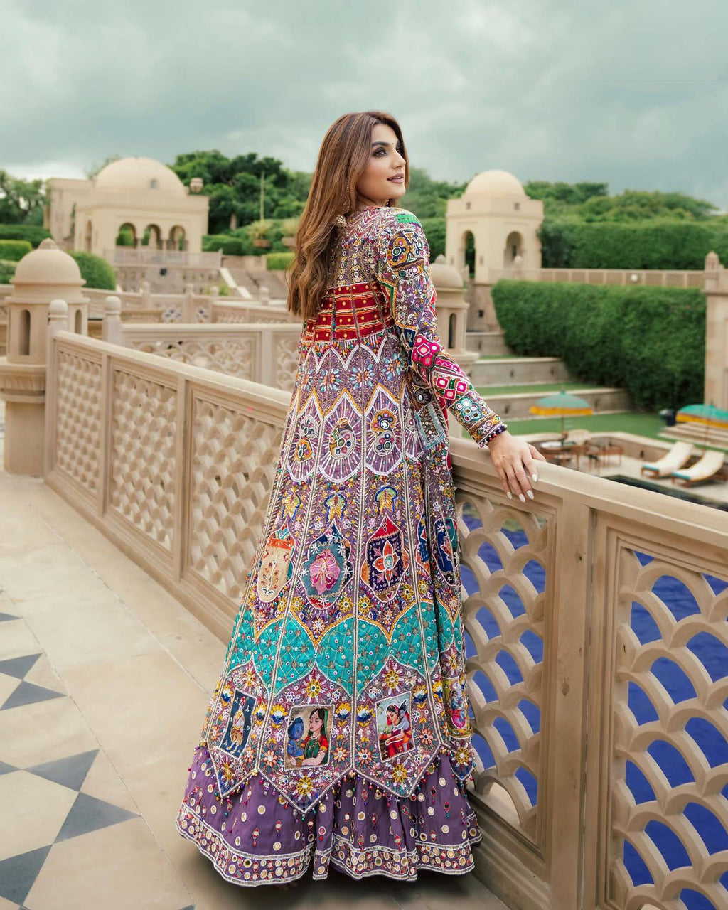 NAQOOSH DIGITAL PRINT REAL MIRROR WORK LEHENGA WITH KOTI