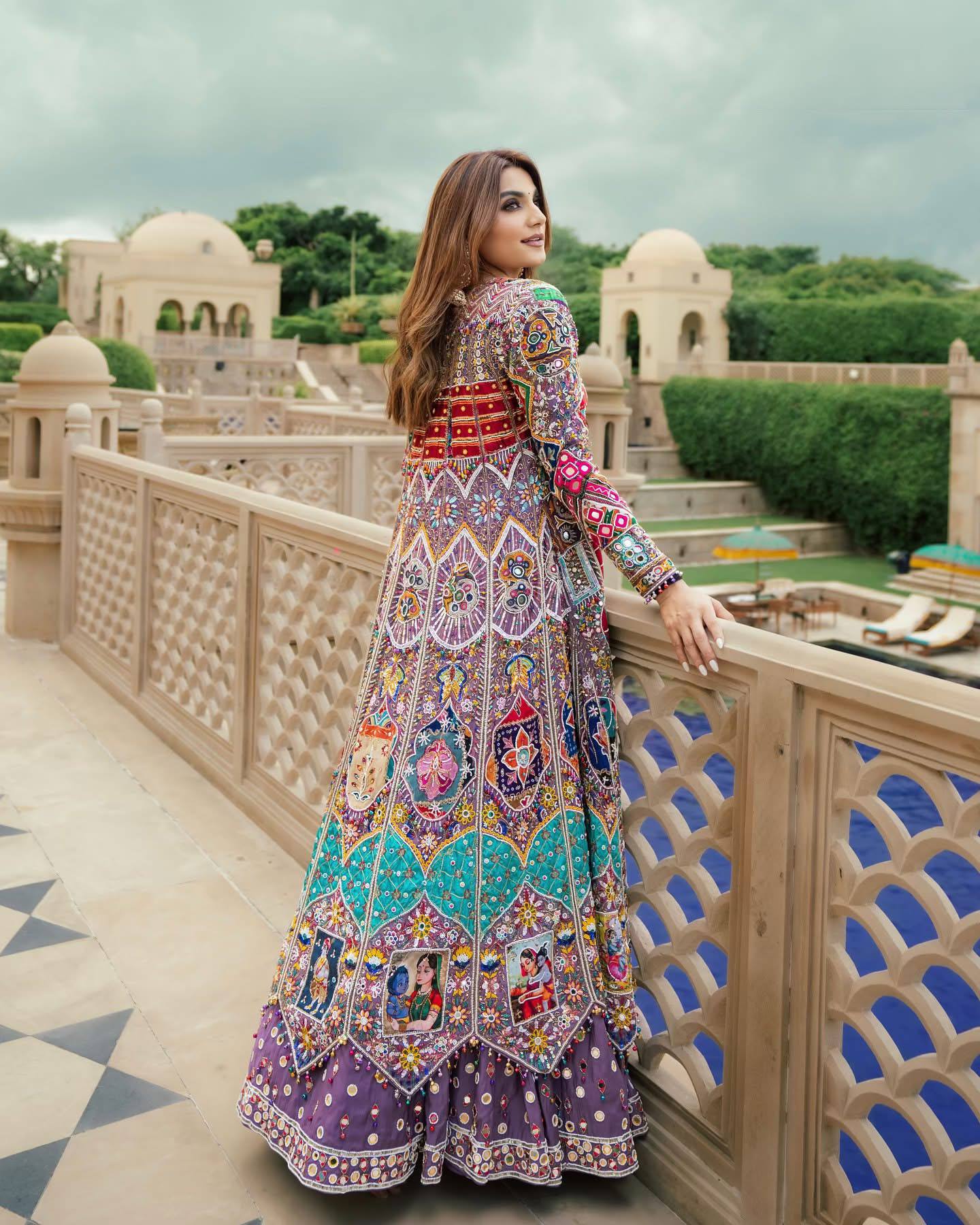 NAQOOSH DIGITAL PRINT REAL MIRROR WORK LEHENGA WITH KOTI