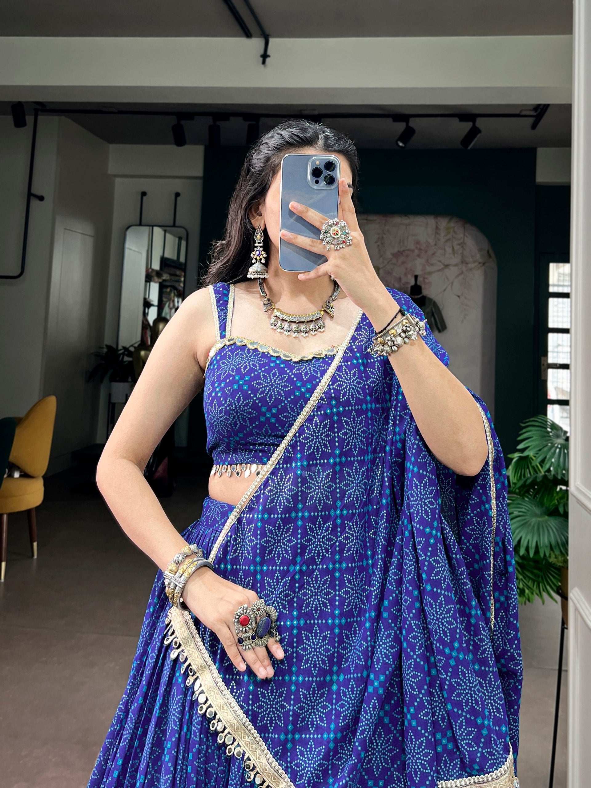 Anaya Royal Blue Georgette Lehenga