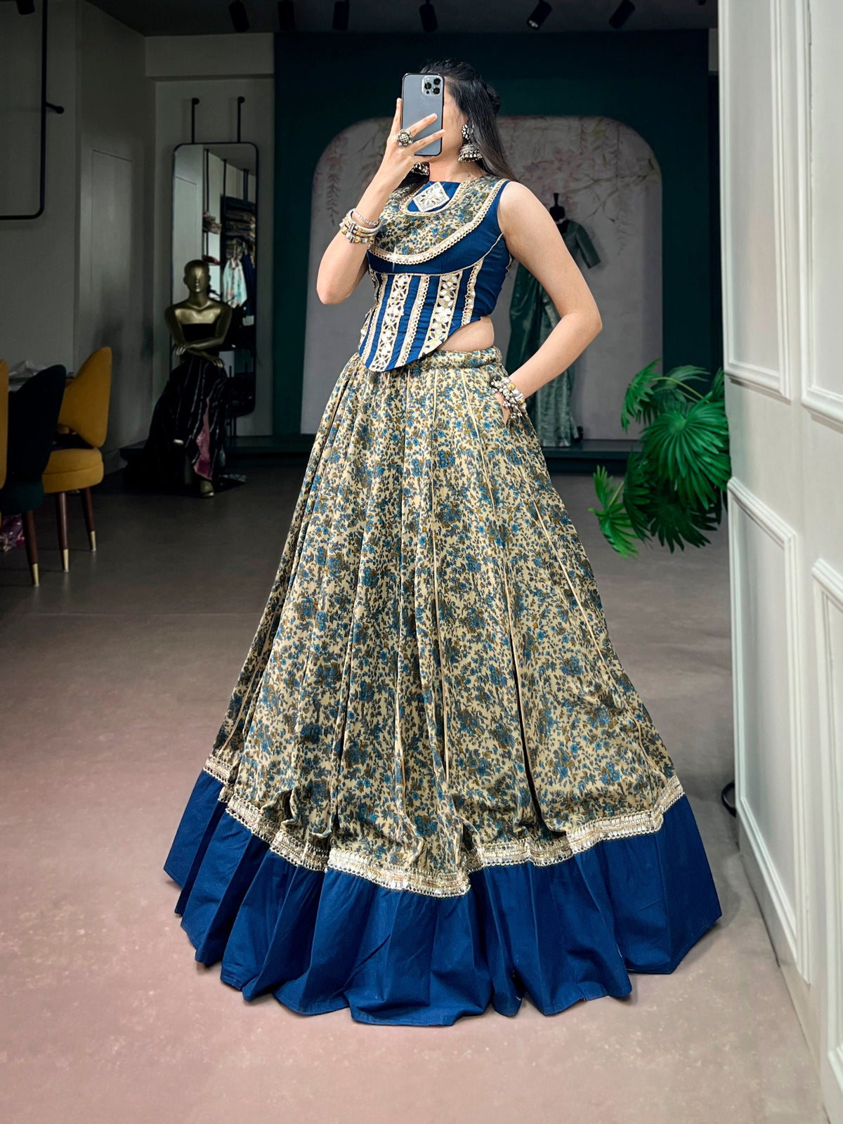 Siya Polyester Viscose Chanderi Lehenga