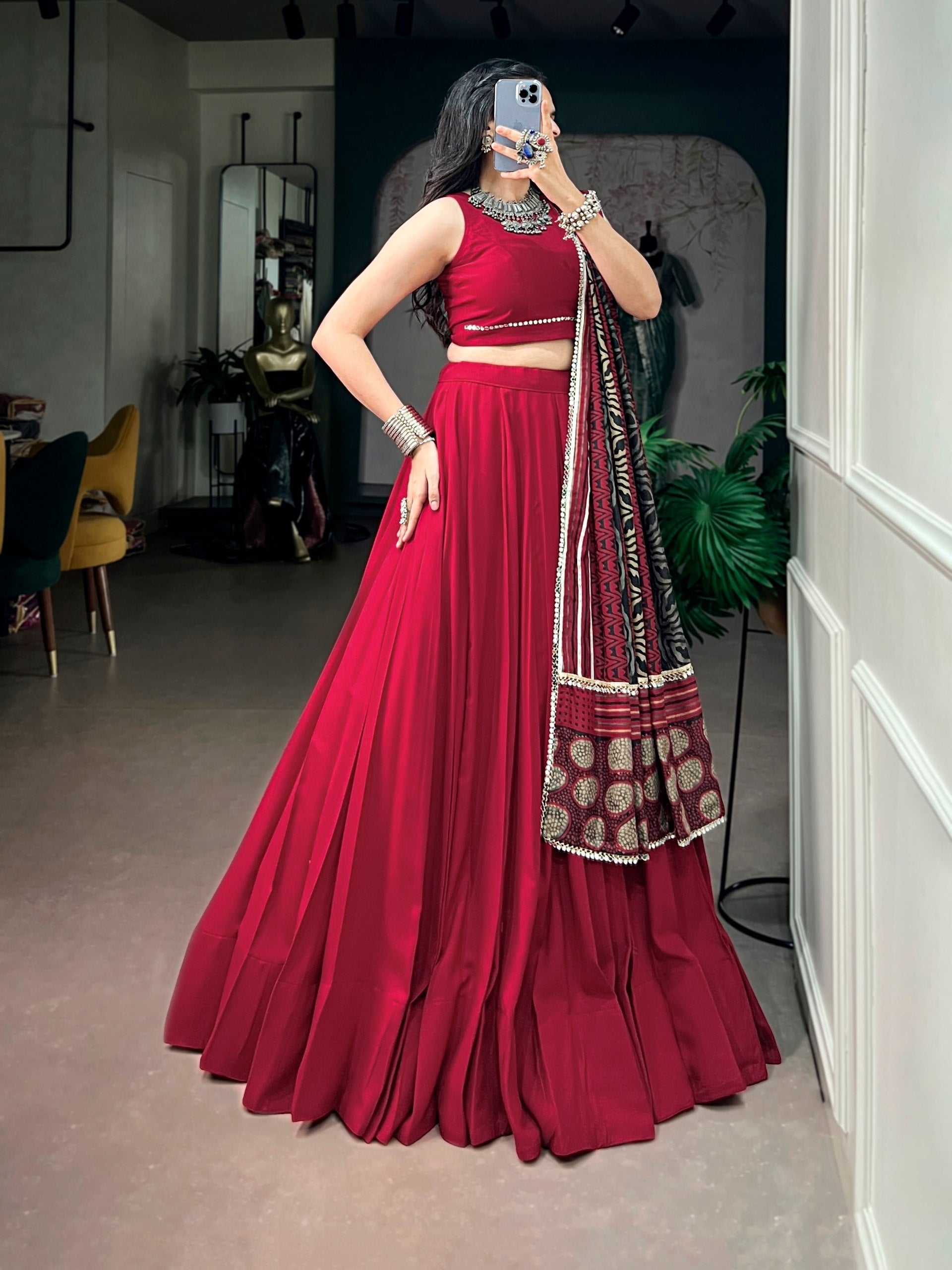Ishita Rayon Mirror Lace Lehenga Choli