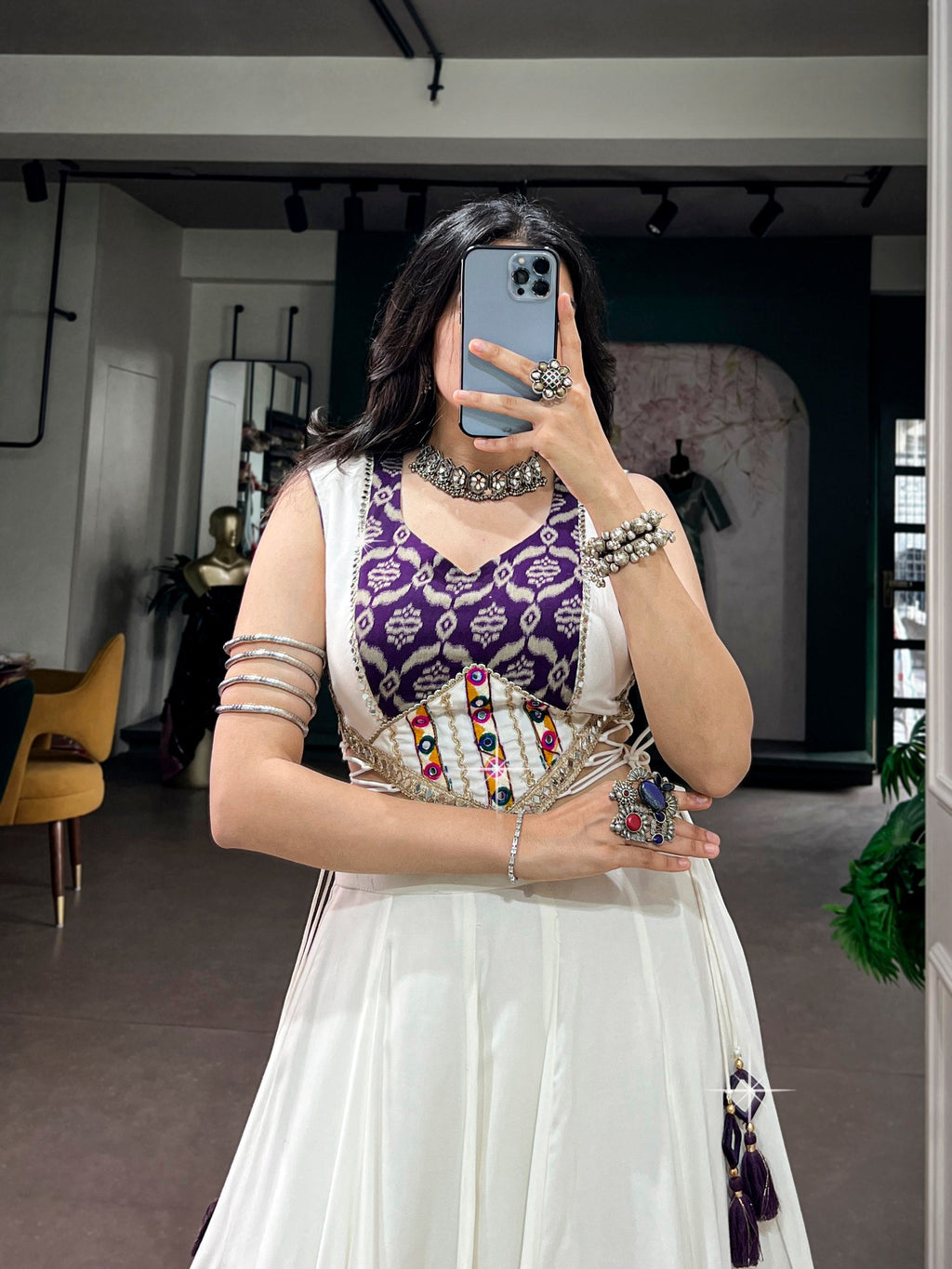 Prisha Rayon Gamthi Mirror Lehenga Choli