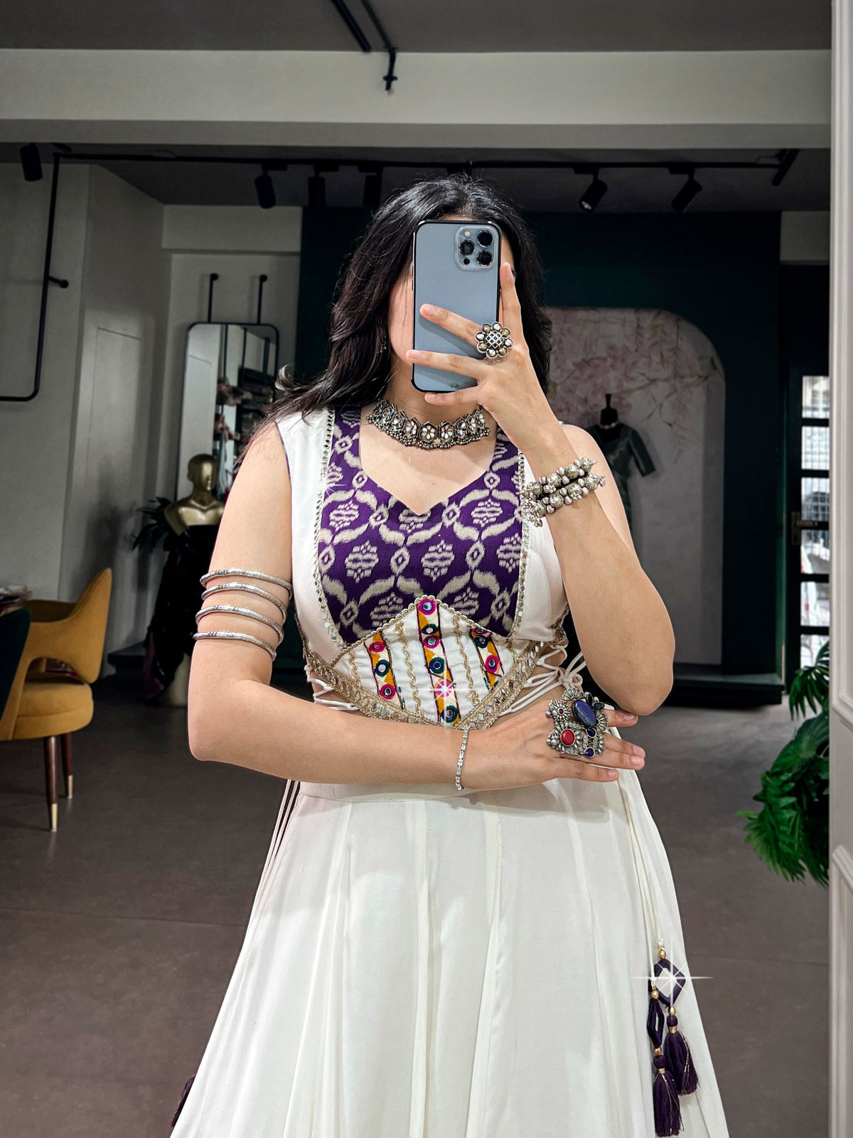 Prisha Rayon Gamthi Mirror Lehenga Choli