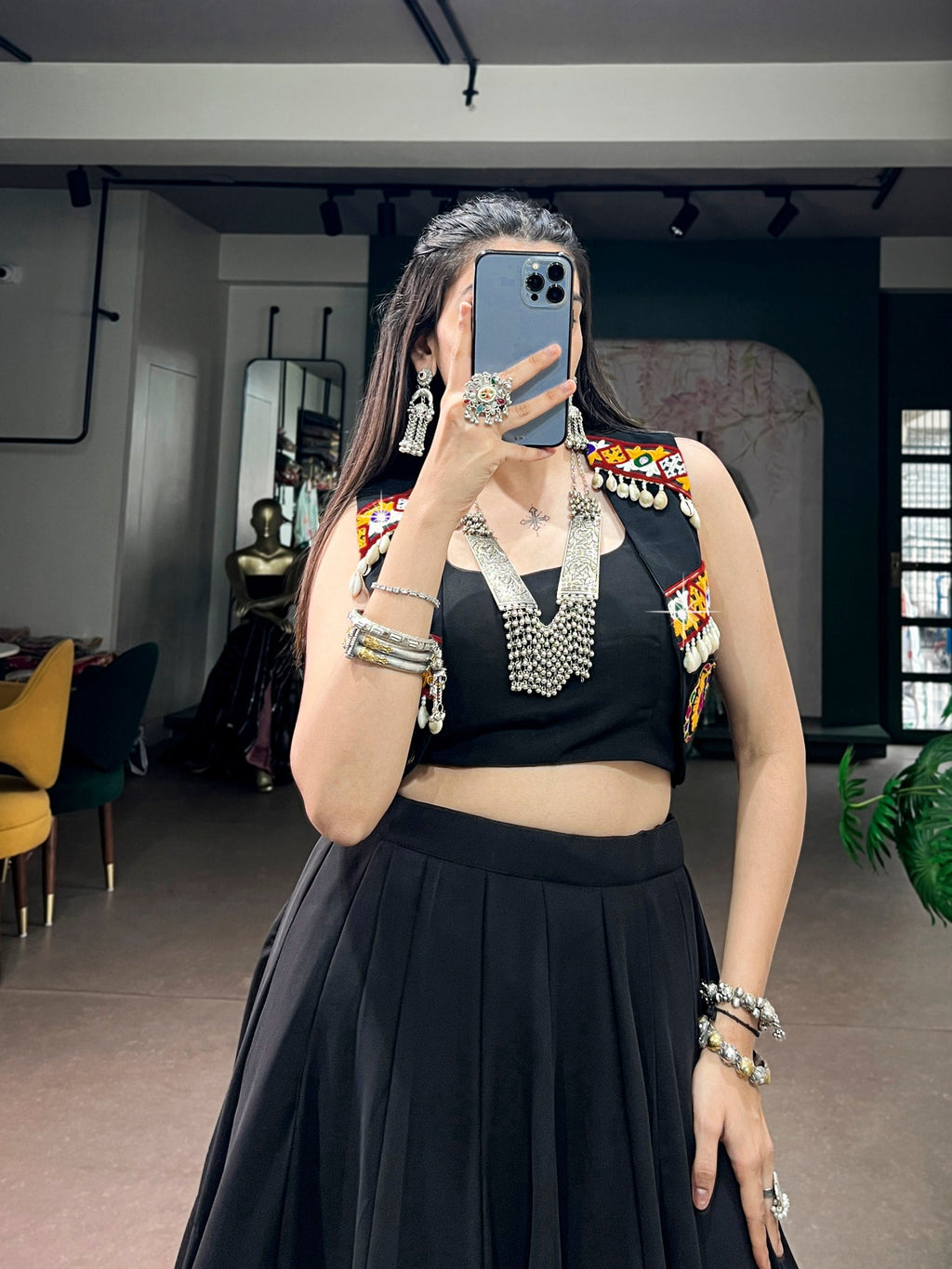 Tanisha Black Georgette Gamthi Lehenga Choli