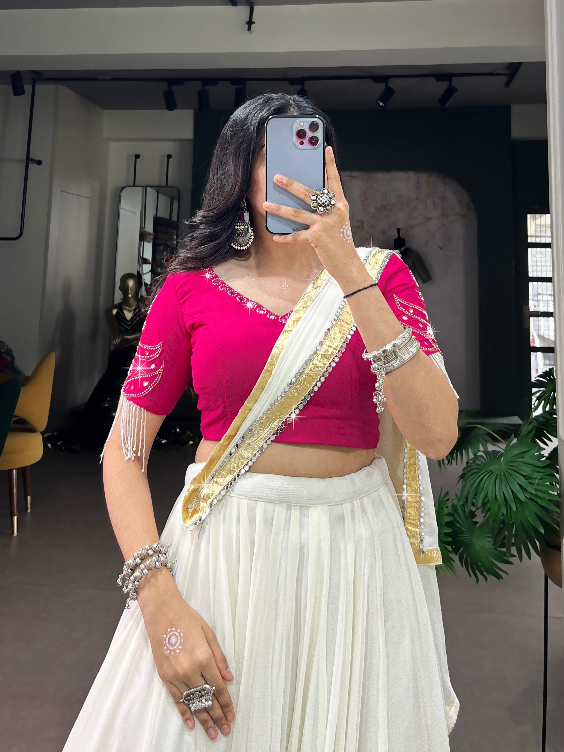 Anushka Rayon Mirror Work Lehenga Choli