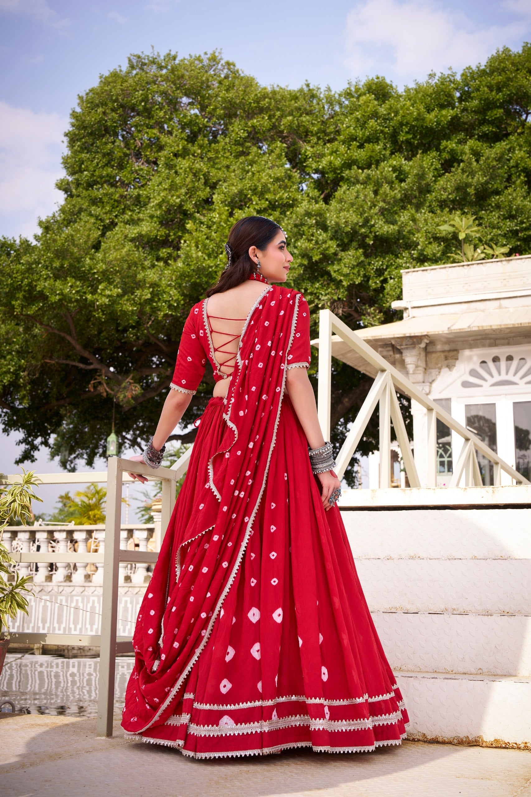 Diya Pure Chanderi Bandhej Lehenga Choli