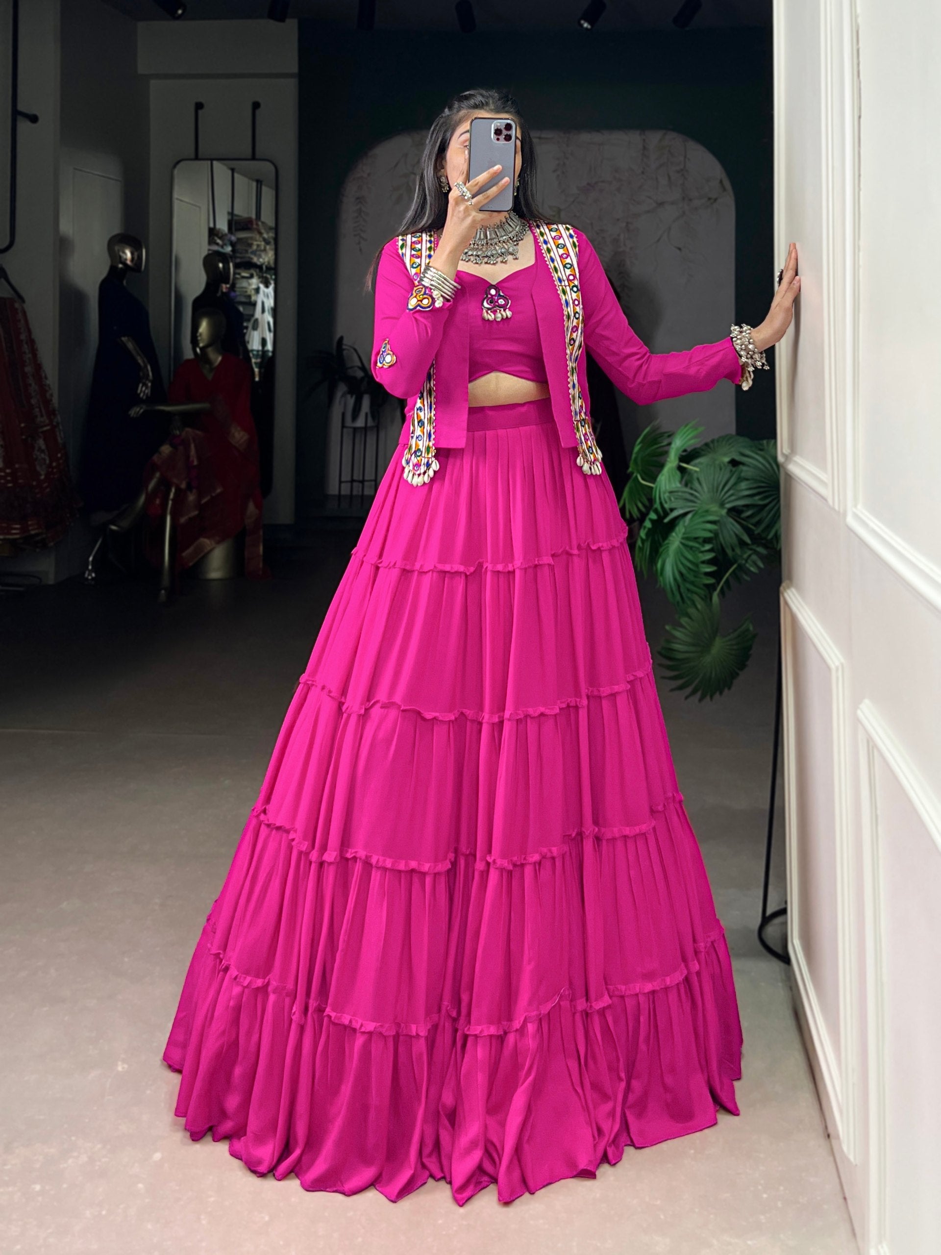 Saanvi Rayon Gamthi Mirror Lehenga Choli