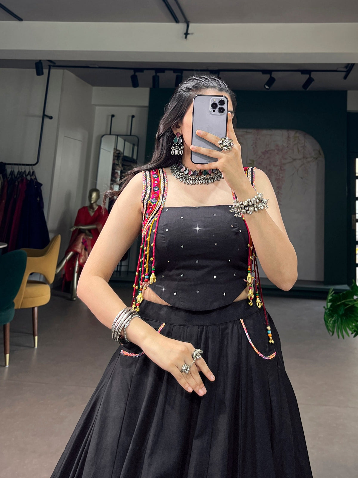 Avisha Pure Cotton Mirror Work Lehenga Choli