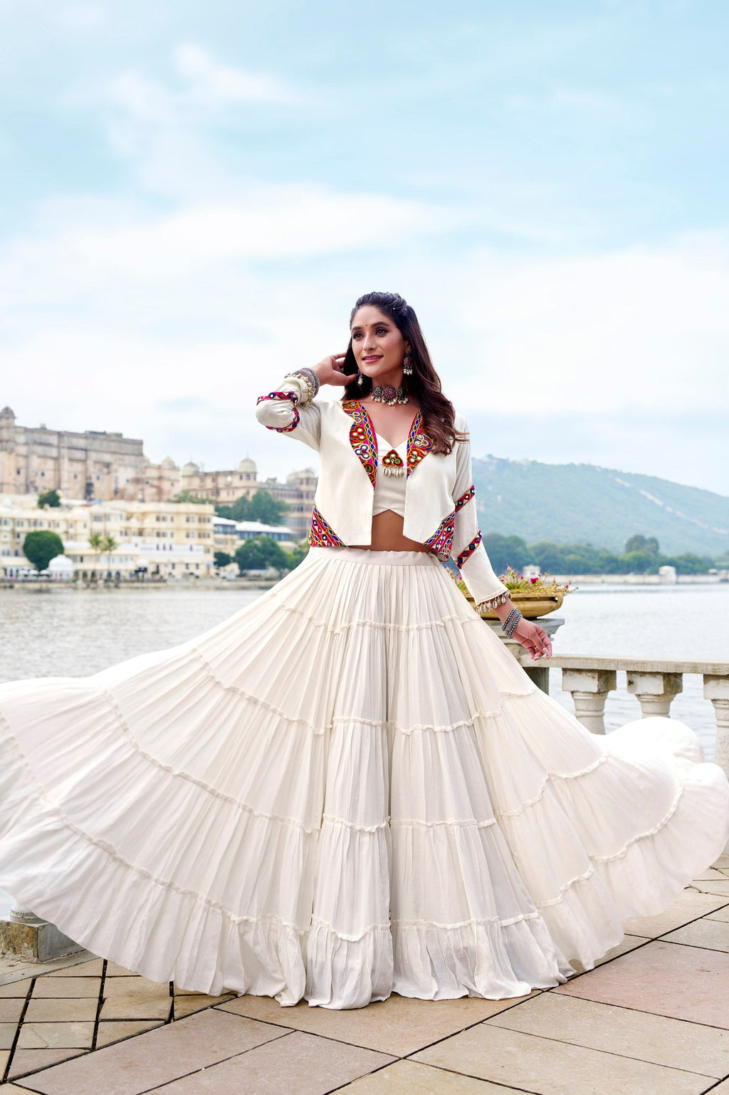 Lavanya Rayon Gamthi Mirror Jacket Lehenga Choli