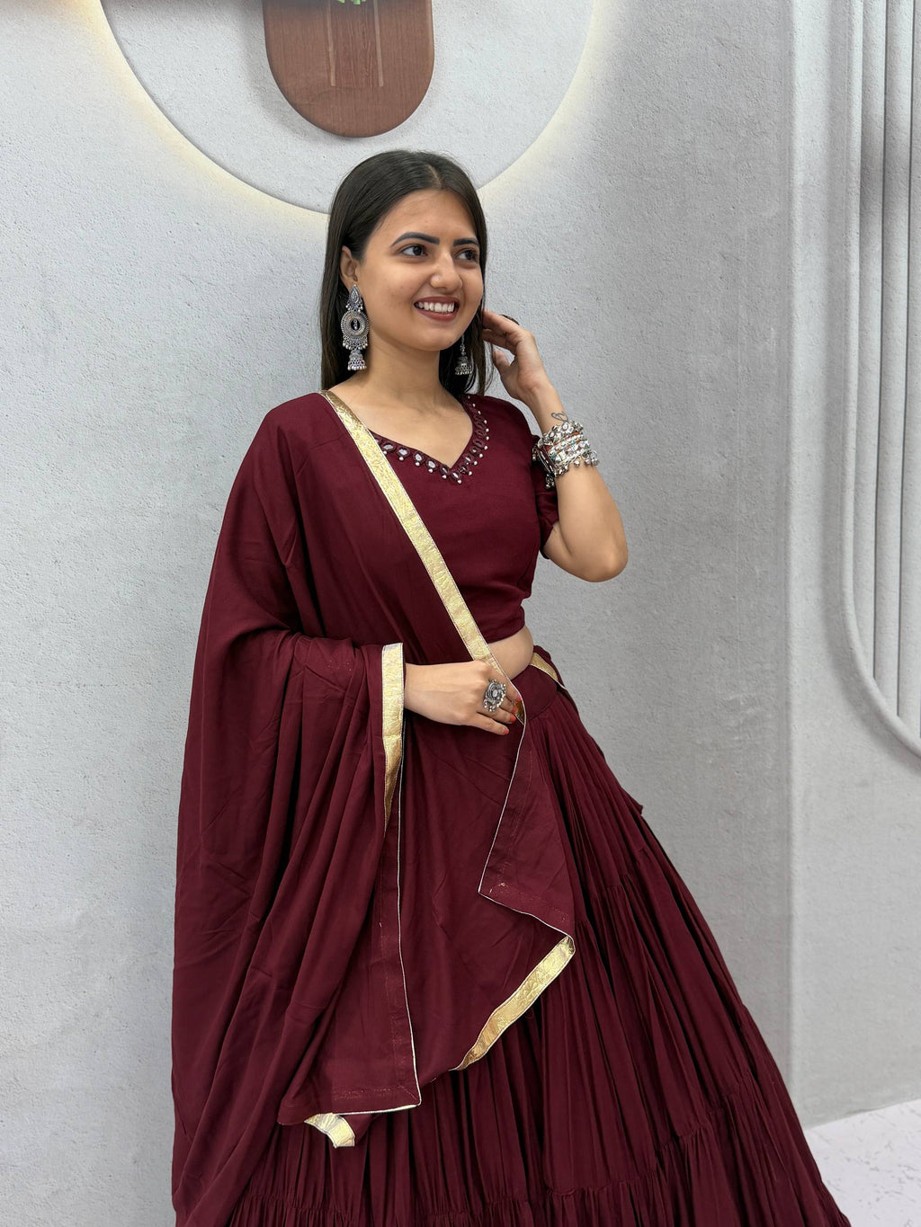 Niyara Rayon Cotton Mirror Work Lehenga Choli