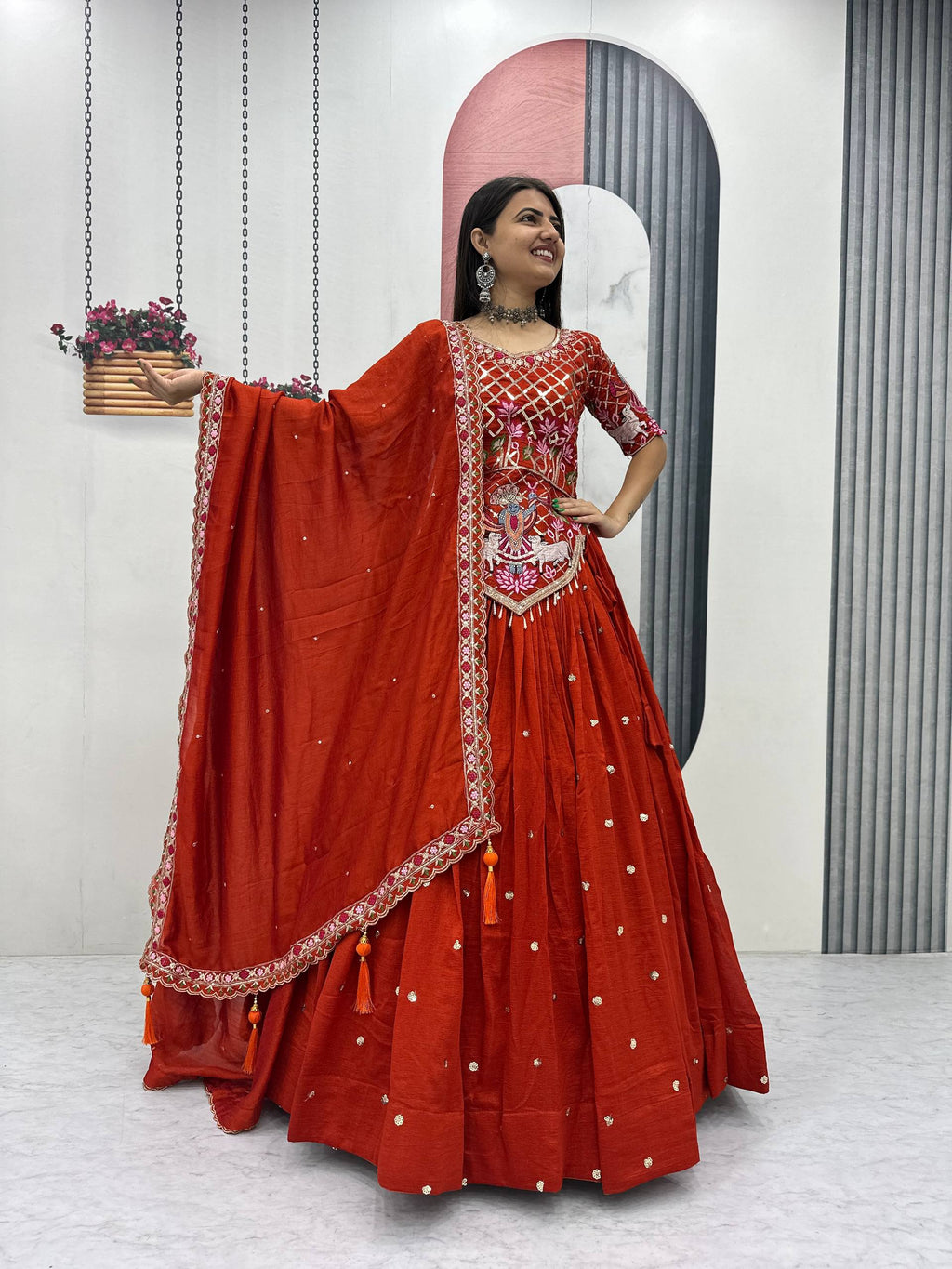 Aadhira Vichitra Silk Embroidery Sequin Lehenga Choli