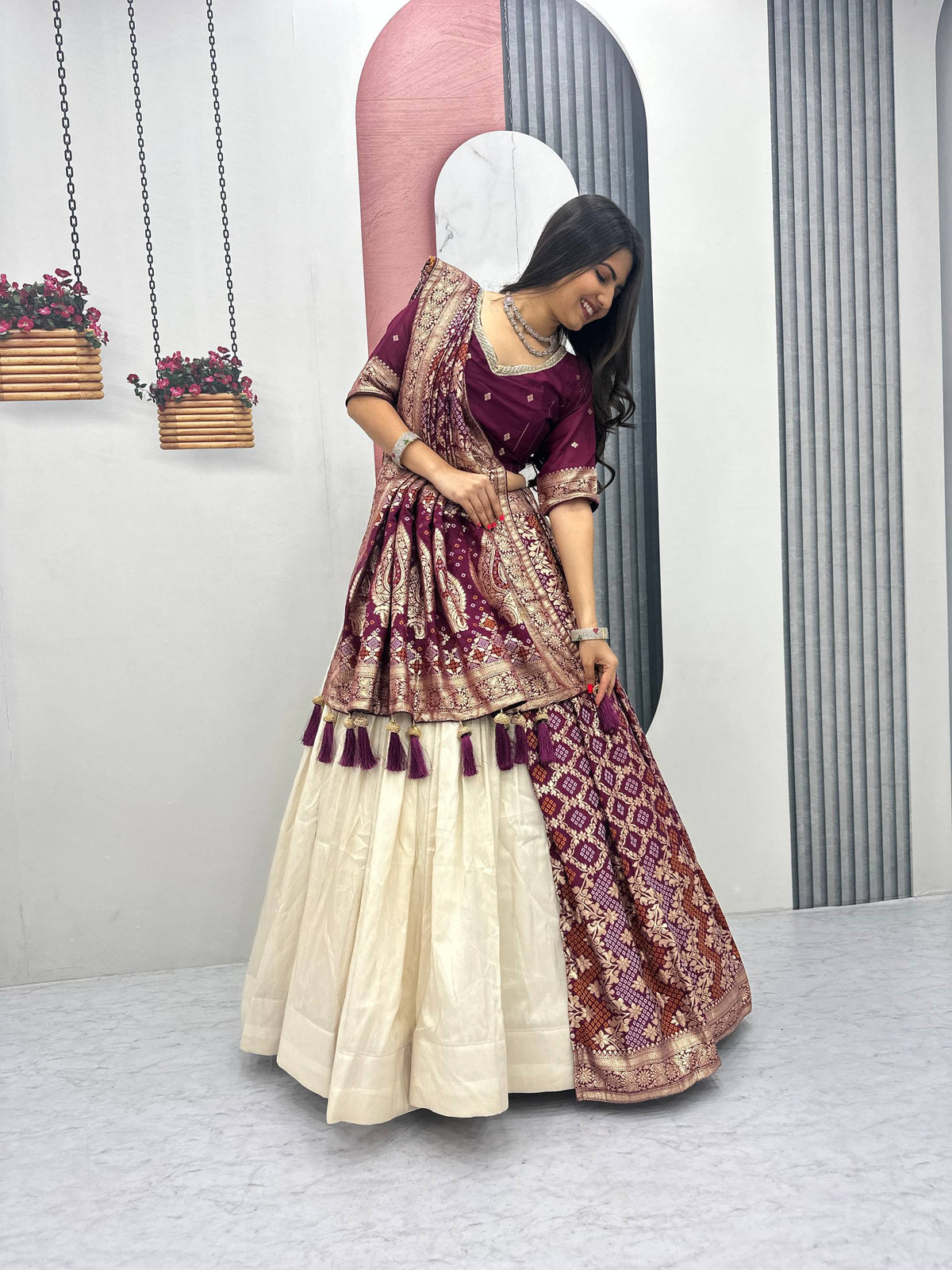 Anvisha Jacquard Saree Lehenga Choli