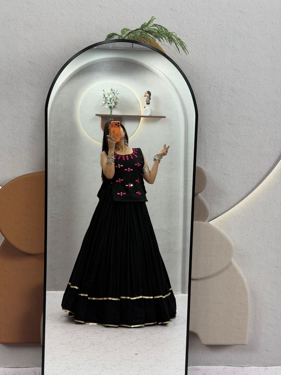 Aashvika Rion Cotton Real Mirror Work Jacket Lehenga Choli