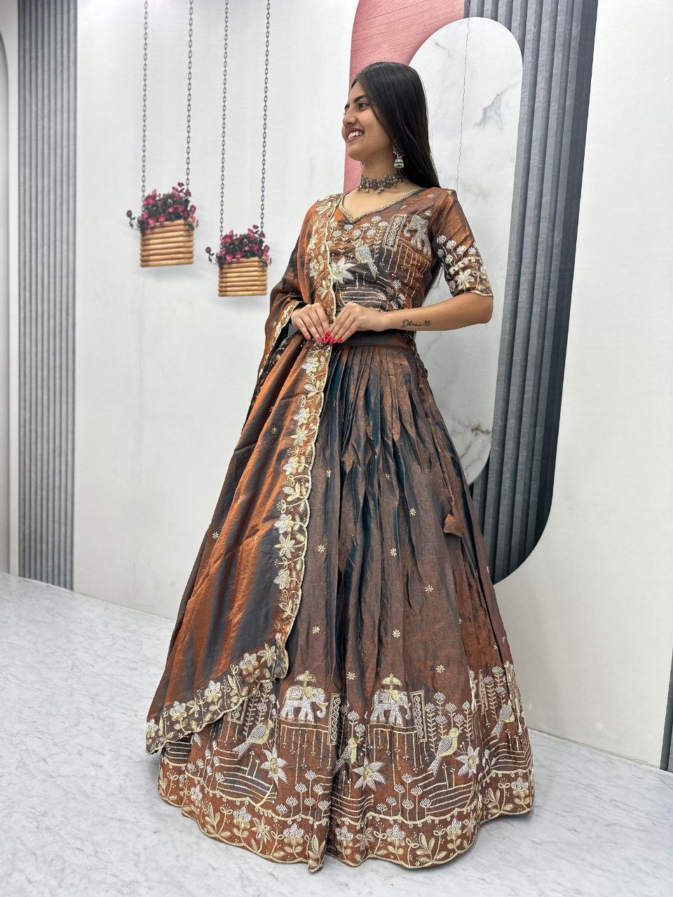 Zareen To Glass Silk Embroidery Lehenga Choli