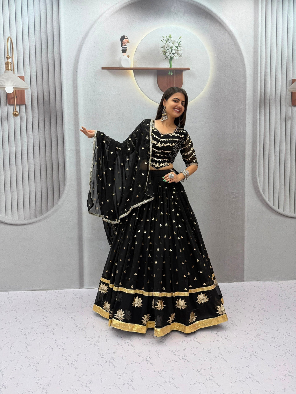 Inzara Fox Georgette Embroidery Lehenga Choli