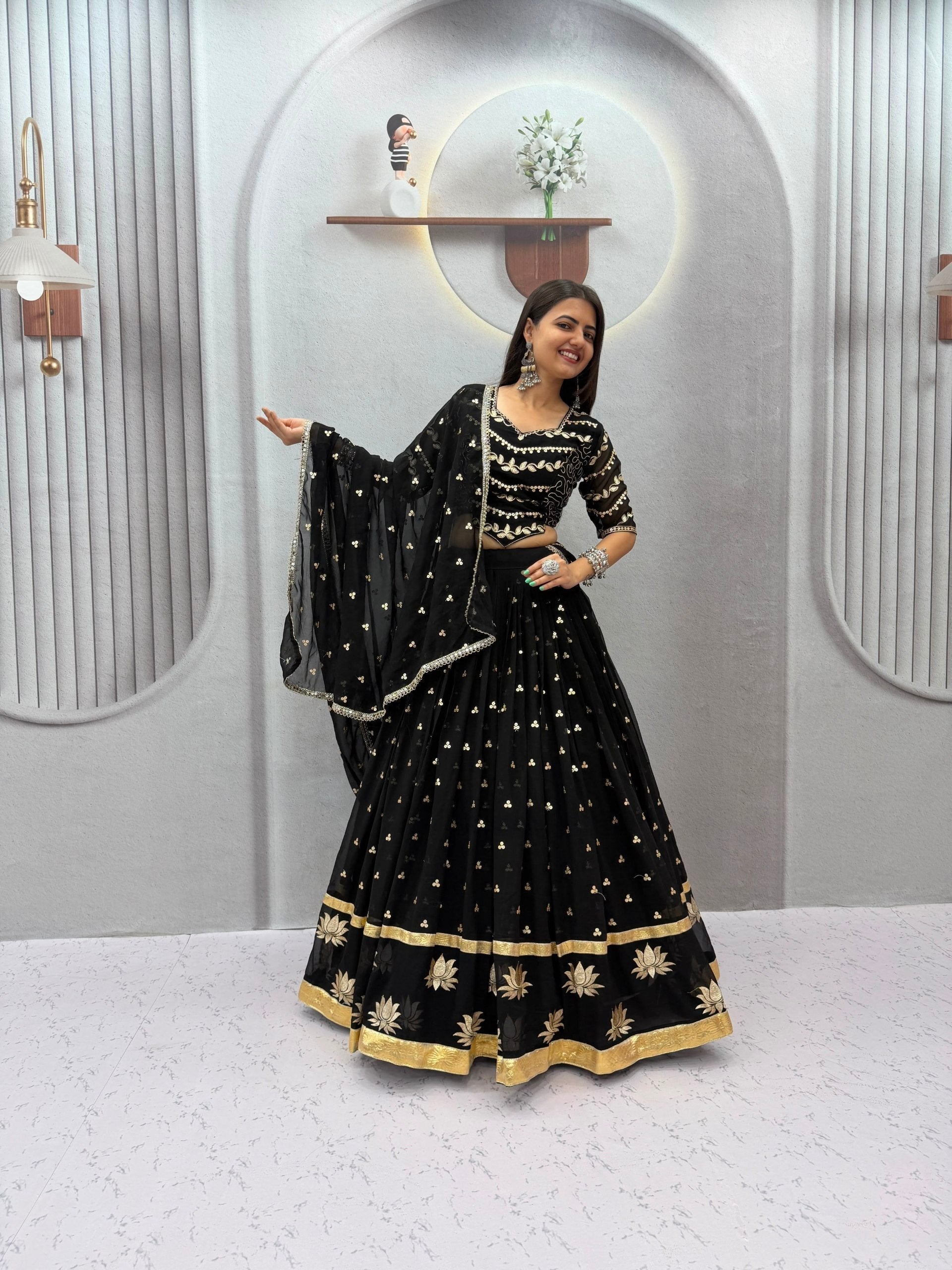 Inzara Fox Georgette Embroidery Lehenga Choli